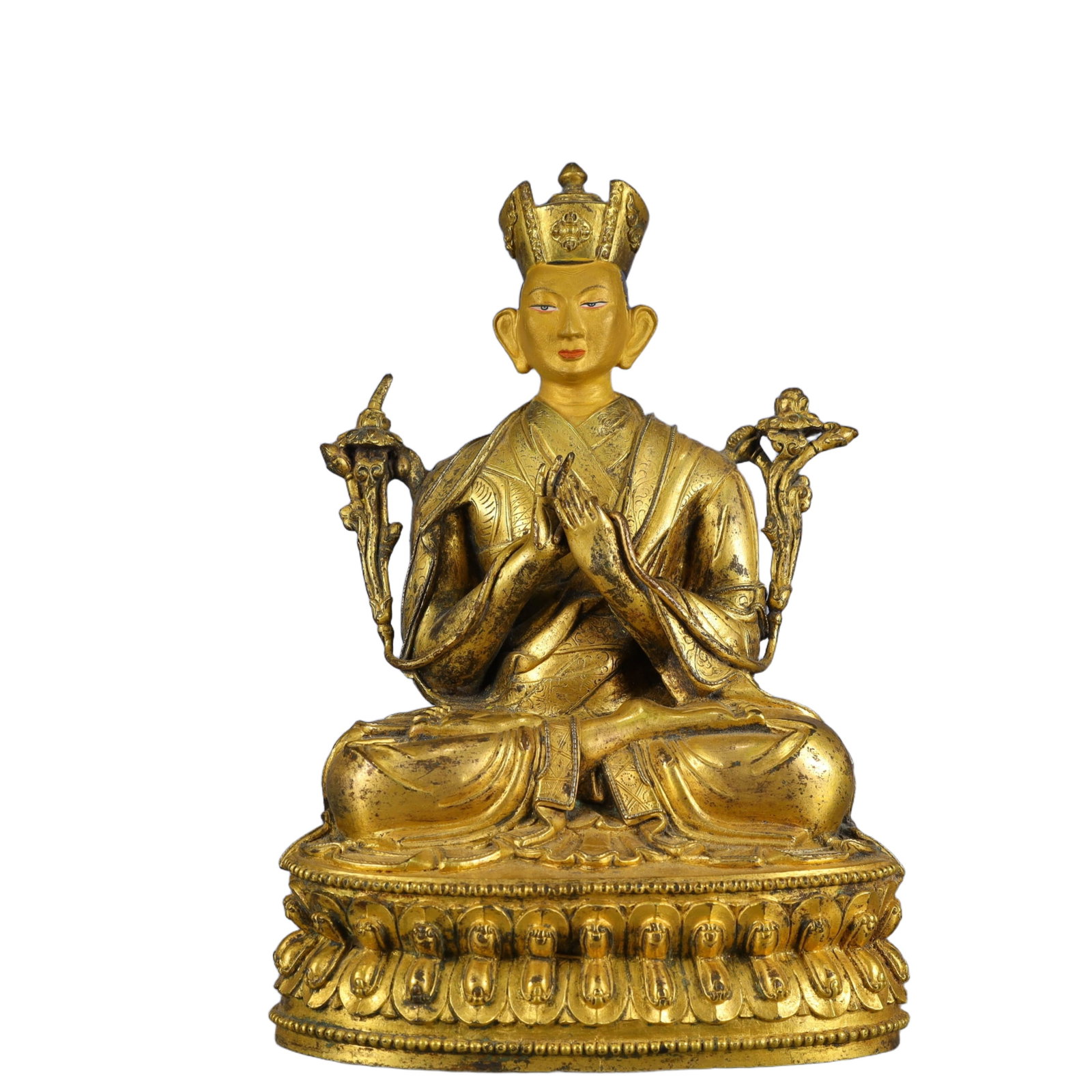 A Solemn Gilt Bronze Buddha Statue: A Solemn Gilt Bronze Buddha Statue,Qing Dynasty, China,Size:6.3inx4.3inx9.1in,Weight:1550g 铜鎏金佛像,中国清代