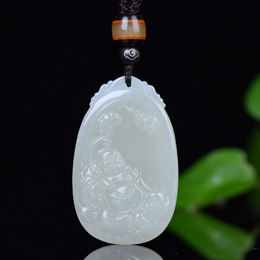 An Exquisite White Jade Maitreya Buddha Pendant: An Exquisite White Jade Maitreya Buddha Pendant,Size:30mmx50mm 白玉弥勒佛像吊坠