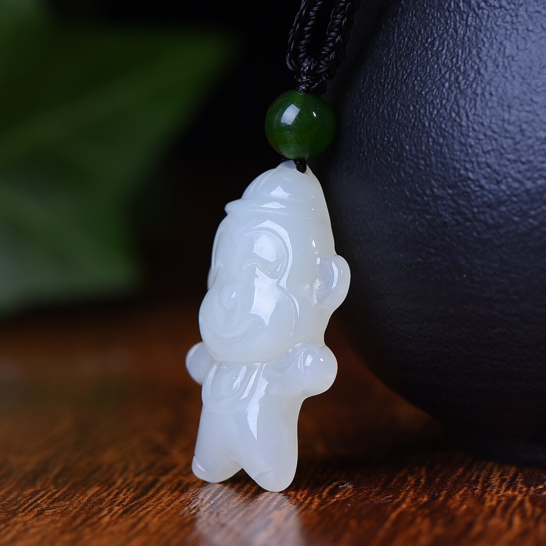 An Exquisite White Jade Monkey Pendant - 3