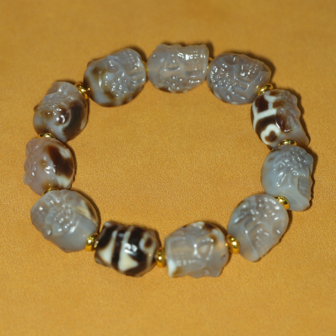An Exquisite Dzi Bead Human-face Pattern Bracelets - 4