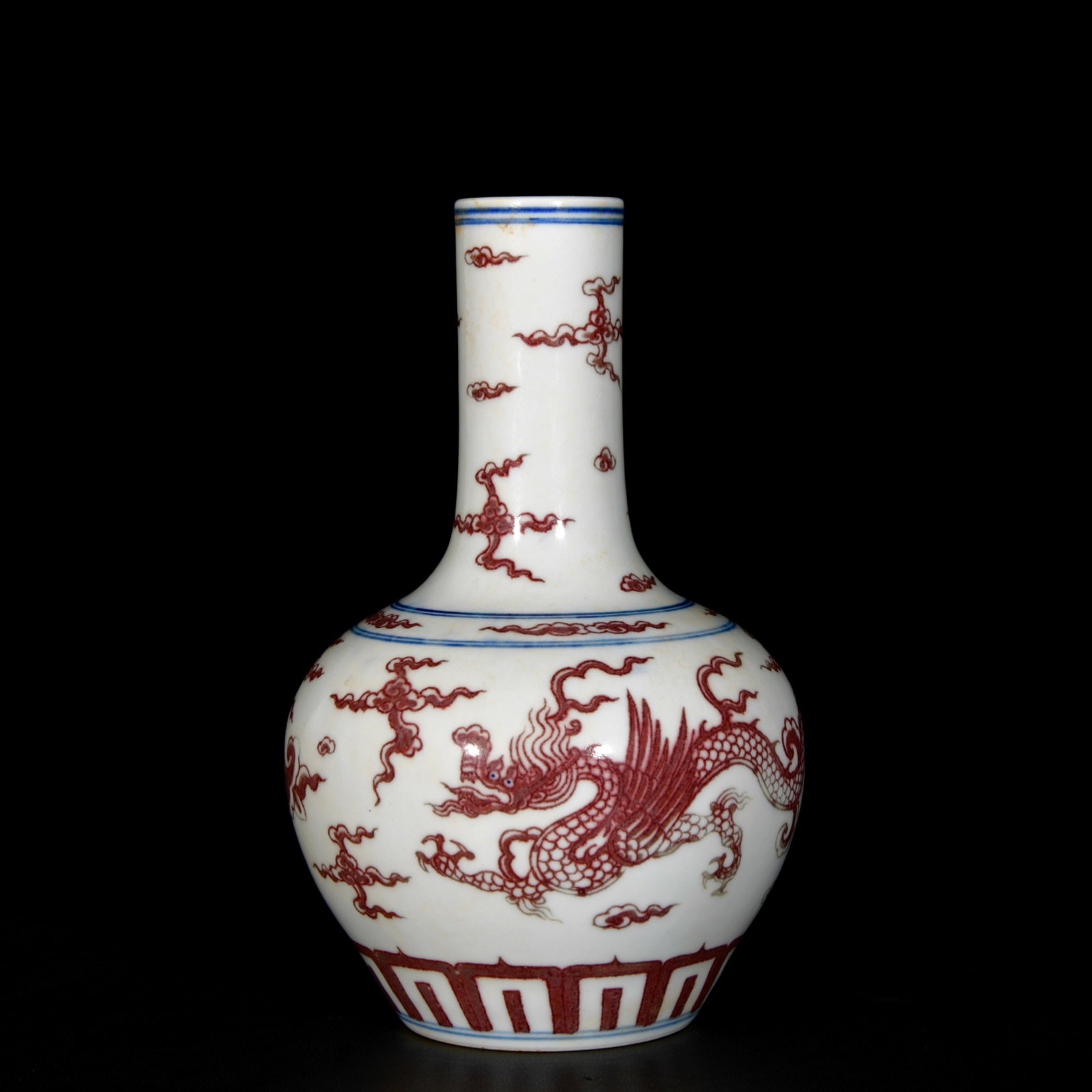 An Exquisite Underglaze-Red Auspicious Cloud and Dragon Pattern Vase (1 of 9)