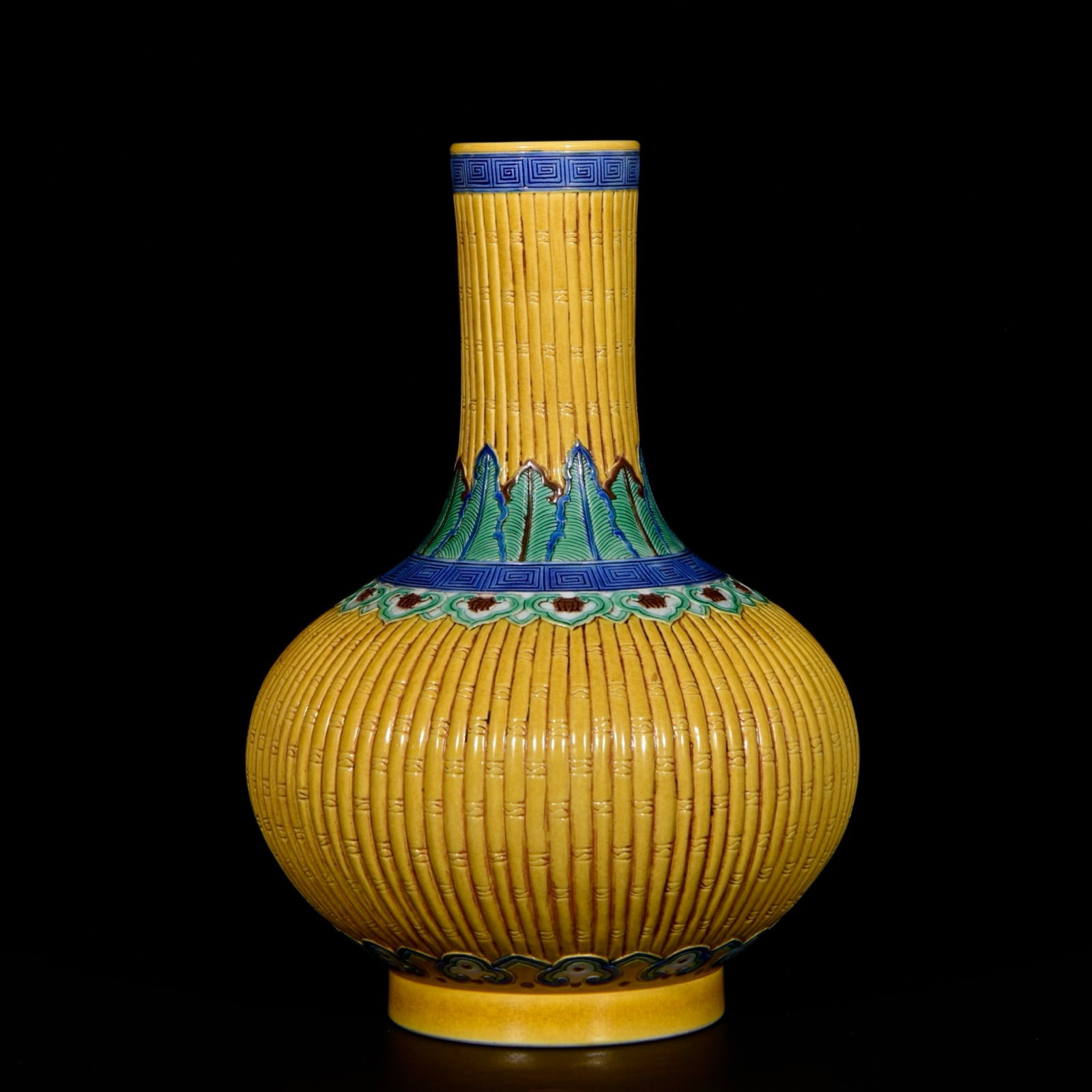 A Rare Biscuit Bamboo Pattern Vase - 5