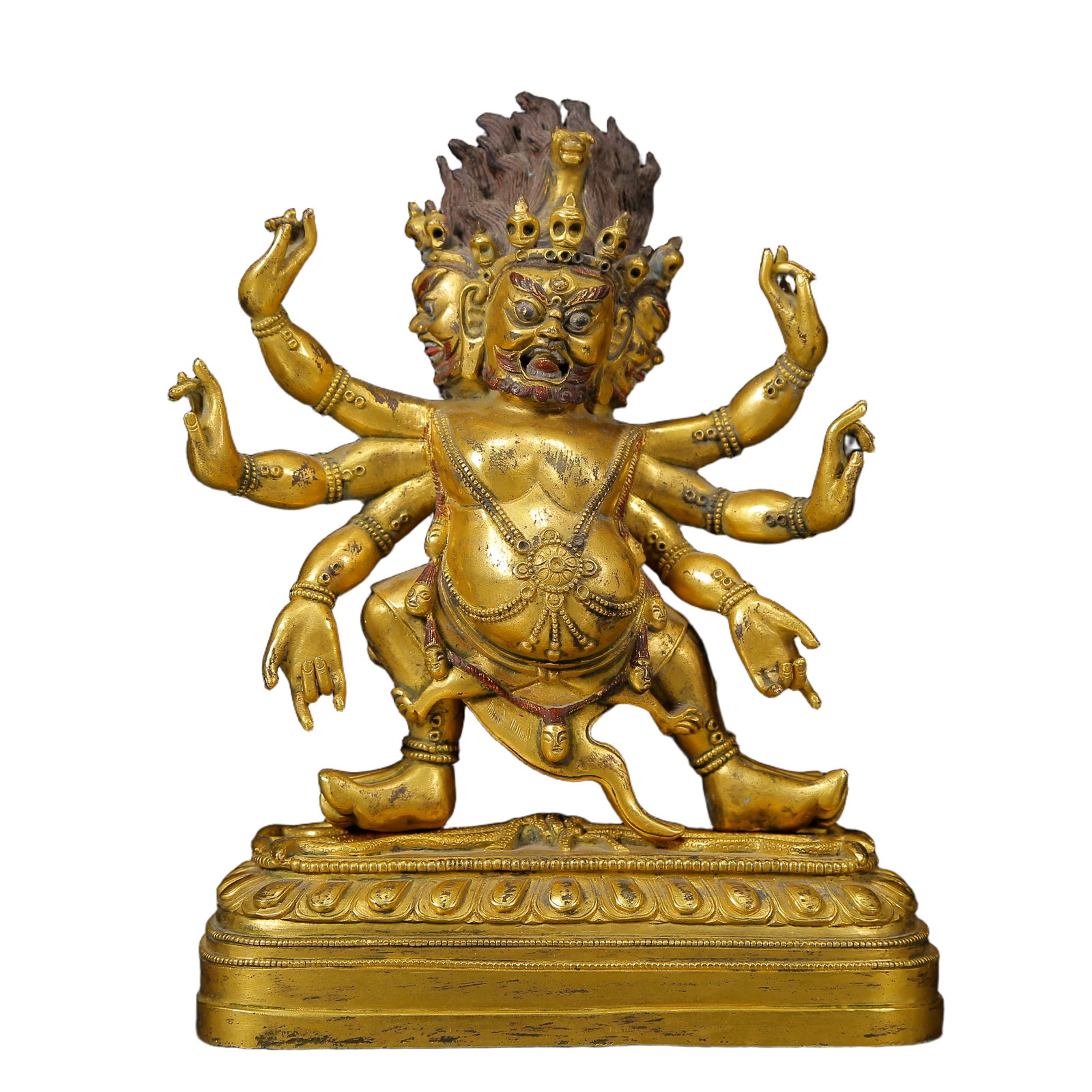 A Solemn Gilt Bronze Statue of Vajra: A Solemn Gilt Bronze Statue of Vajra,Ming Dynasty, China,Size:5.9inx3inx7.5in,Weight:1835g 铜鎏金金刚像，明代