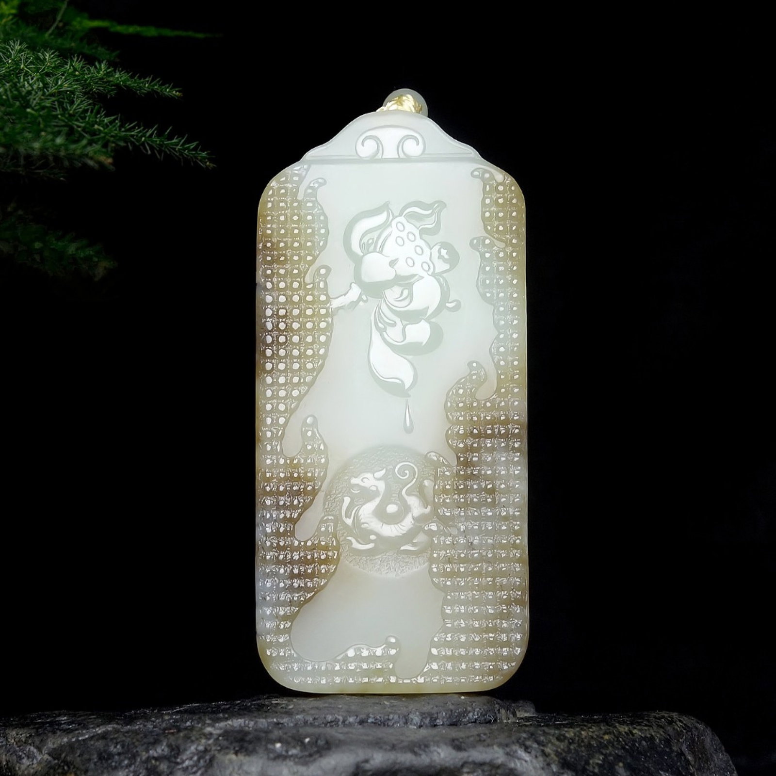 An Exquisite White Jade Lotus Pattern Pendant (1 of 6)