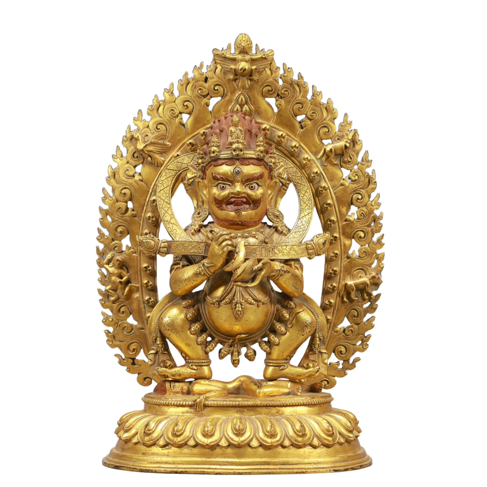 A Solemn Gilt Bronze Statue of Mammon: A Solemn Gilt Bronze Statue of Mammon,Ming Dynasty, China,Size:7.1inx4.3inx13in Weight:4200g 铜鎏金财神像,中国明代