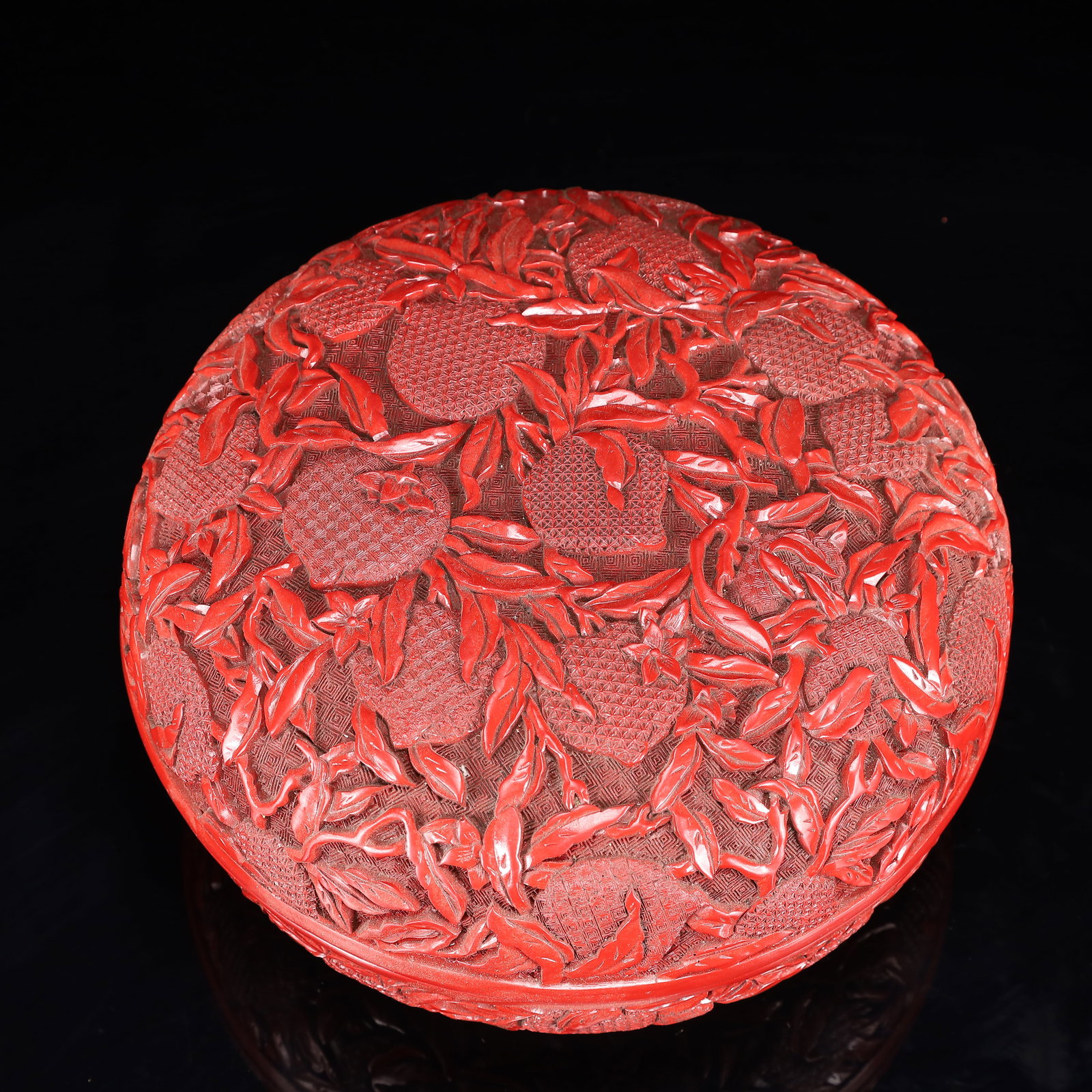 An Exquisite Carved Red Lacquer Peach Pattern Box with Cover (1 of 9)