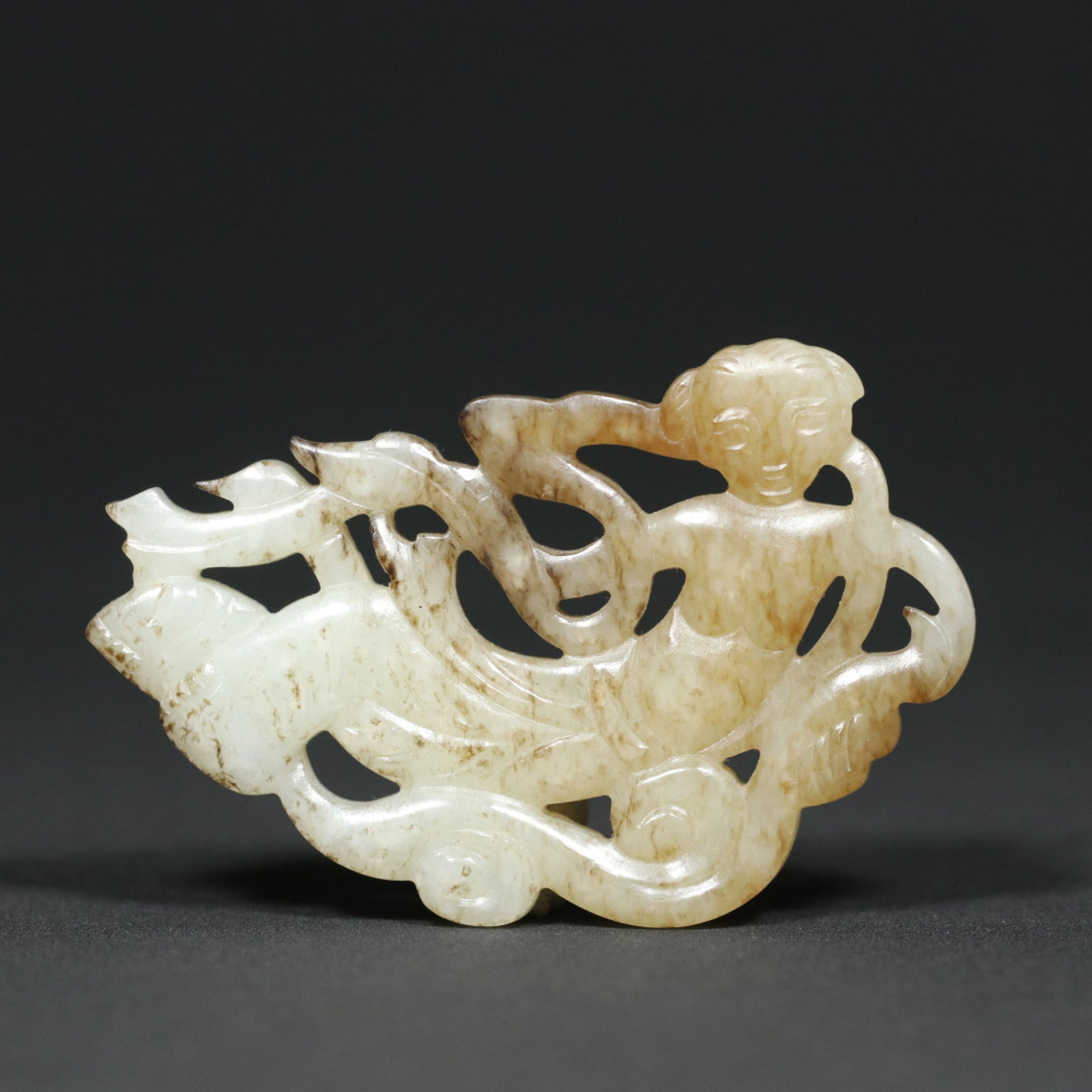 An Exquisite White Jade Figure Pendant: An Exquisite White Jade Figure Pendant,Qing Dynasty,China,Size:2.7inx1.7inx0.3in,Weight:32.8g 白玉人物挂件,中国清代