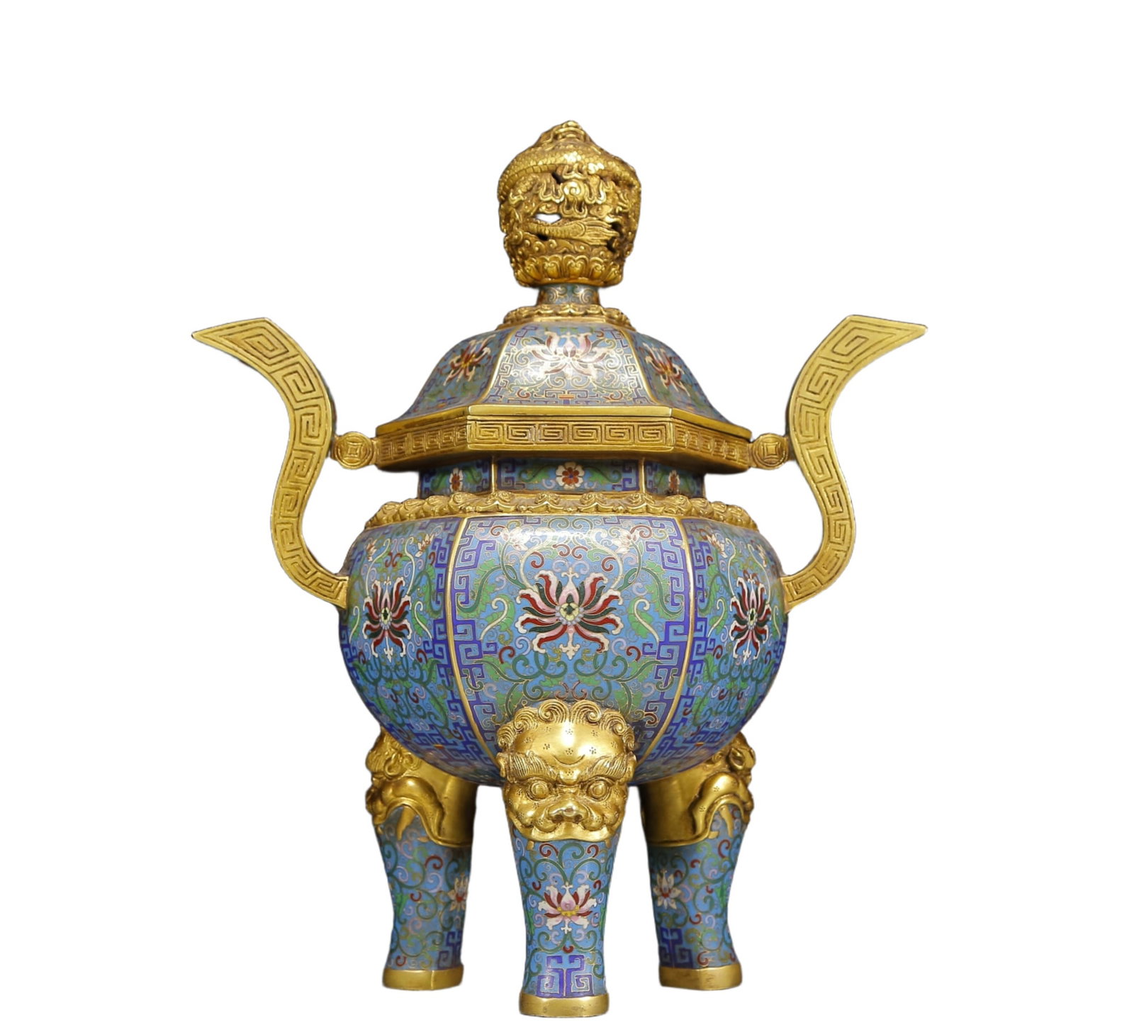 A Huge Cloisonne Lotus Pattern Double-Ears and Tripod Censer (1 of 13)