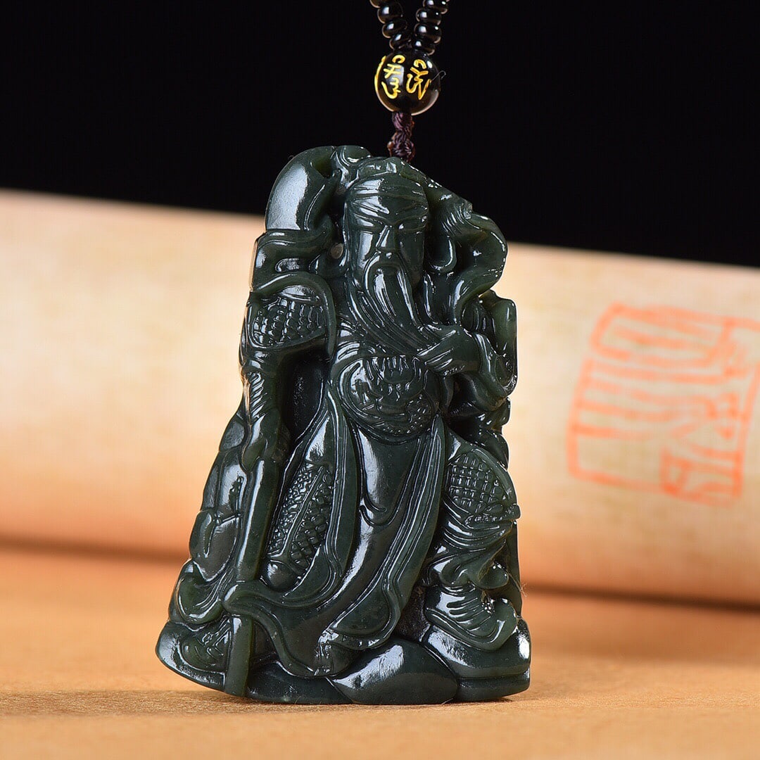 An Exquisite Sapphire Guangong Pendant: An Exquisite Sapphire Guangong Pendant,Size:63mmx41mm