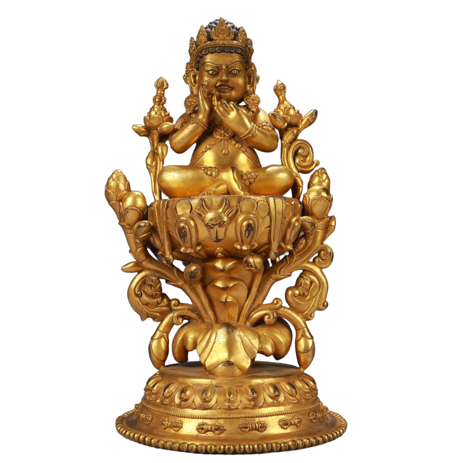 A Solemn Gilt Bronze Statue of Vajra: A Solemn Gilt Bronze Statue of Vajra,Qing Dynasty, China,Size:7.5inx14.6in,Weight:8500g 铜鎏金金刚像,中国清代