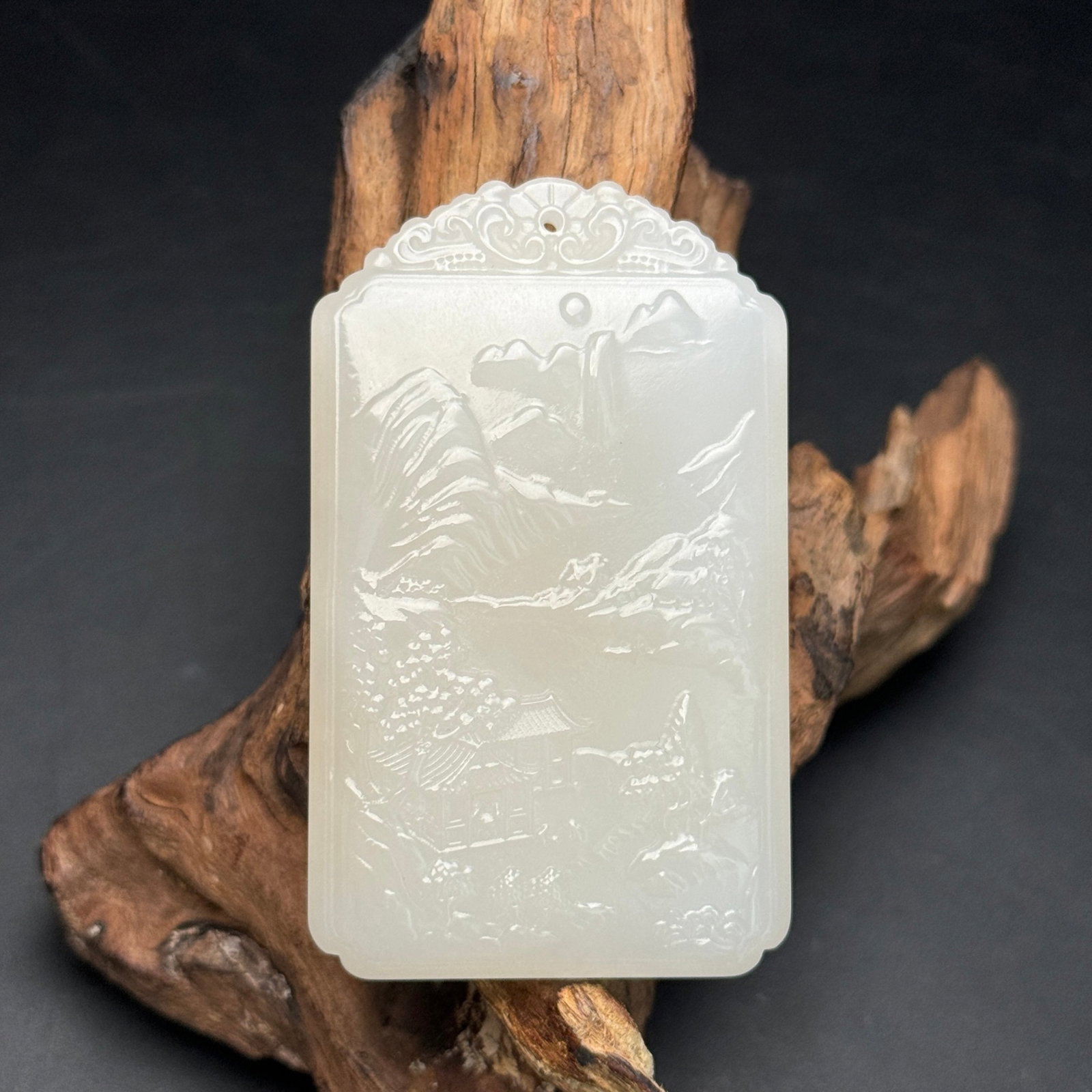 An Exquisite White Jade Landscape Pattern Pendant (1 of 7)