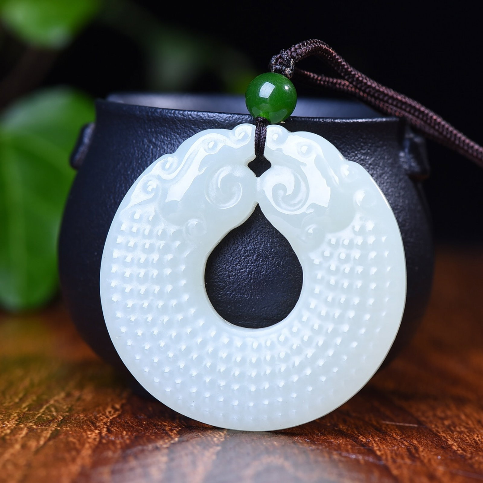 An Exquisite White Jade Dragon Pattern Pendant: An Exquisite White Jade Dragon Pattern Pendant,Size:51mmx51mmx8mm 白玉龙纹吊坠