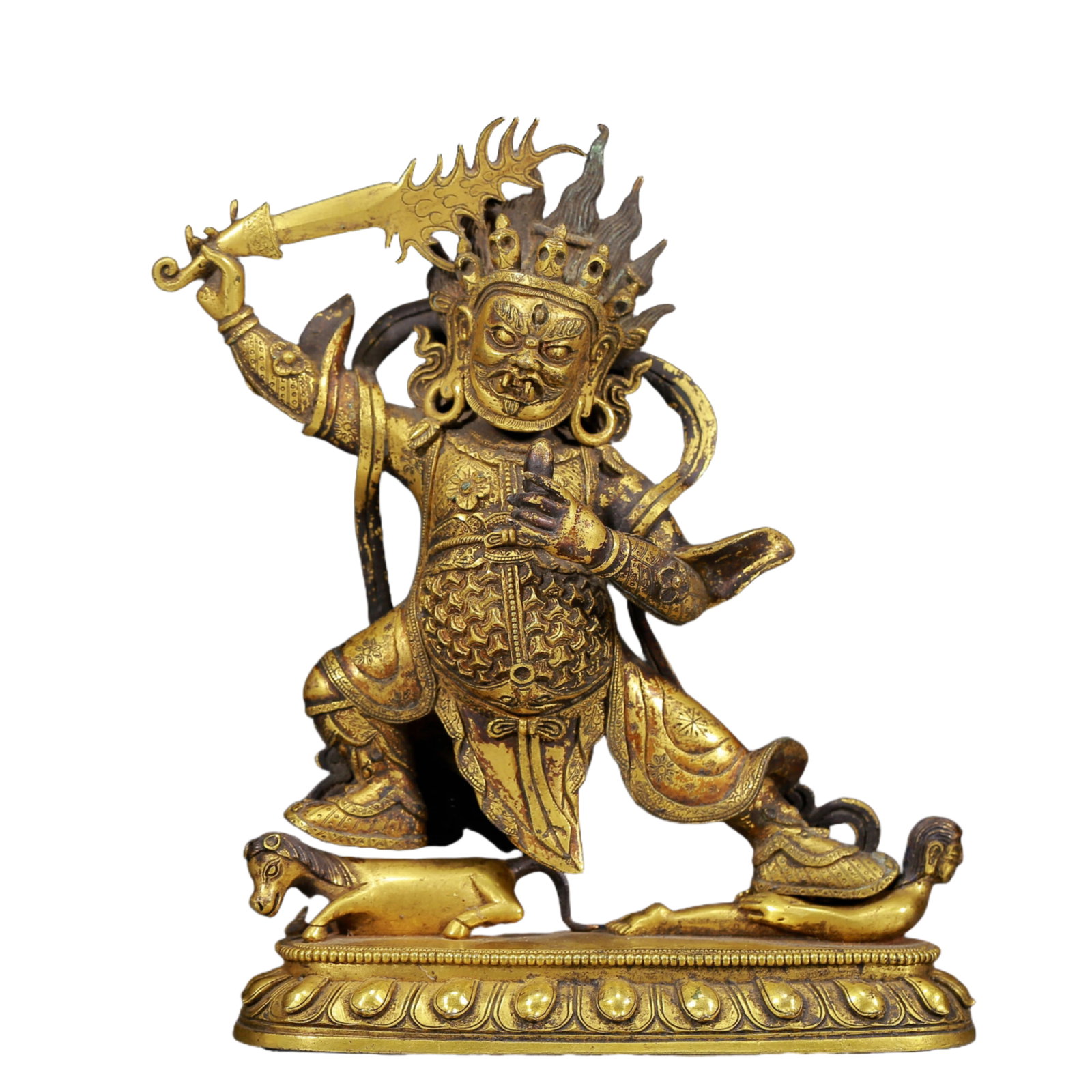 A Solemn Gilt Bronze Statue of Vajra: A Solemn Gilt Bronze Statue of Vajra,Ming Dynasty, China,Size: 5.9inx2.4inx8.3in,Weight:1435g 铜鎏金金刚像，明代