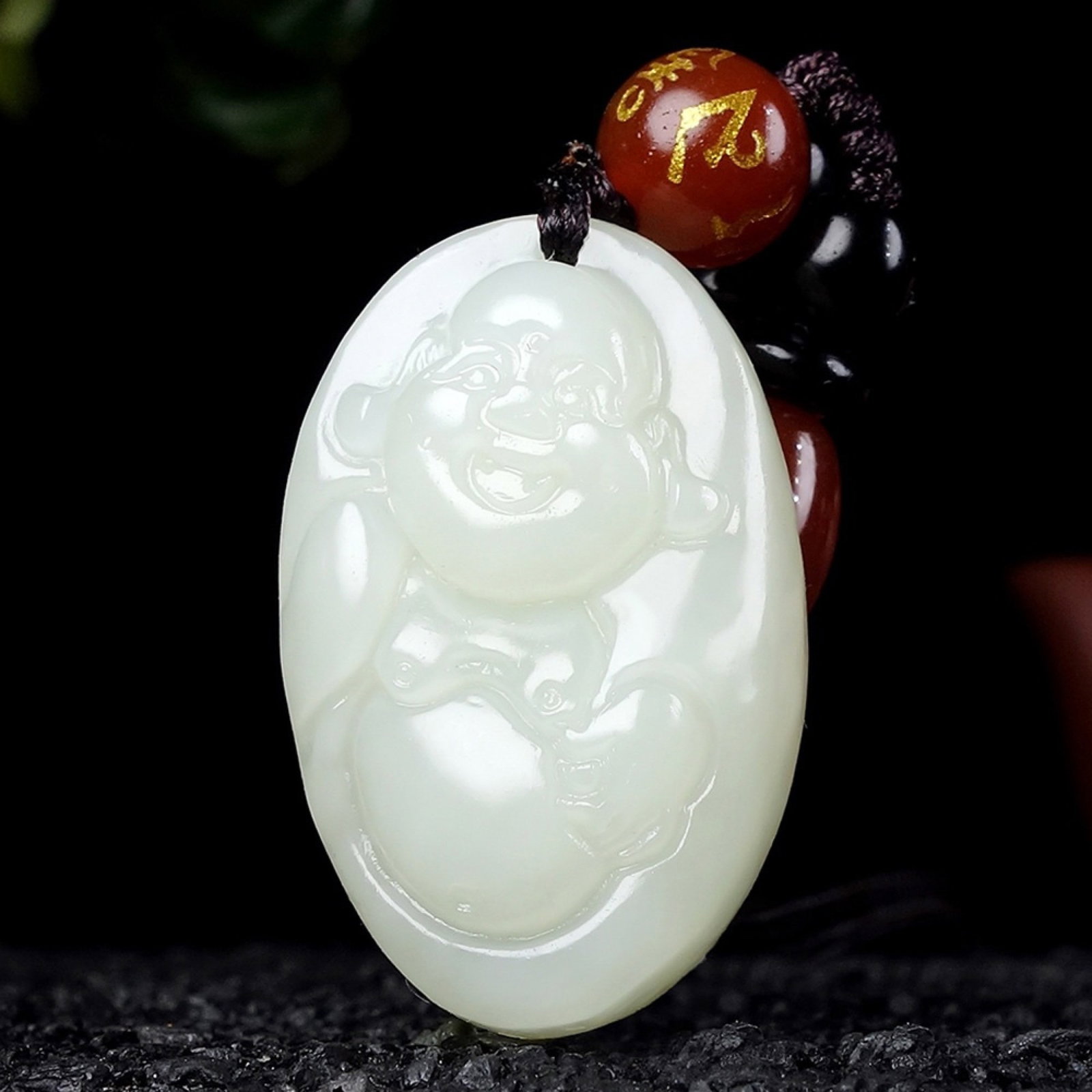 An Exquisite White Jade Statue of Maitreya Buddha Pendant: An Exquisite White Jade Statue of Maitreya Buddha Pendant,Size:30mmx28mmx9mm 白玉弥勒佛像挂件