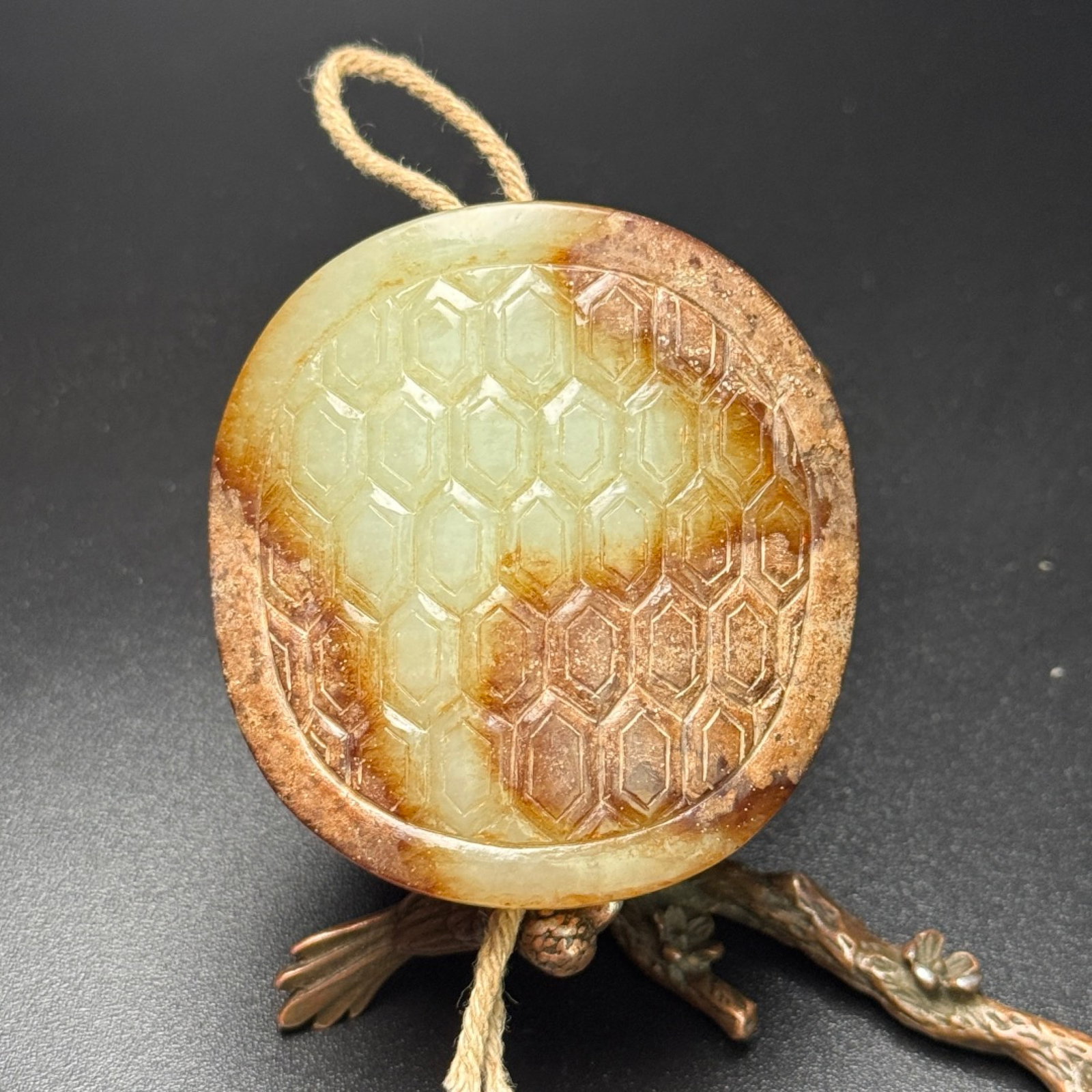 An Exquisite White Jade Turtle Shell-Shaped Pendant (1 of 7)