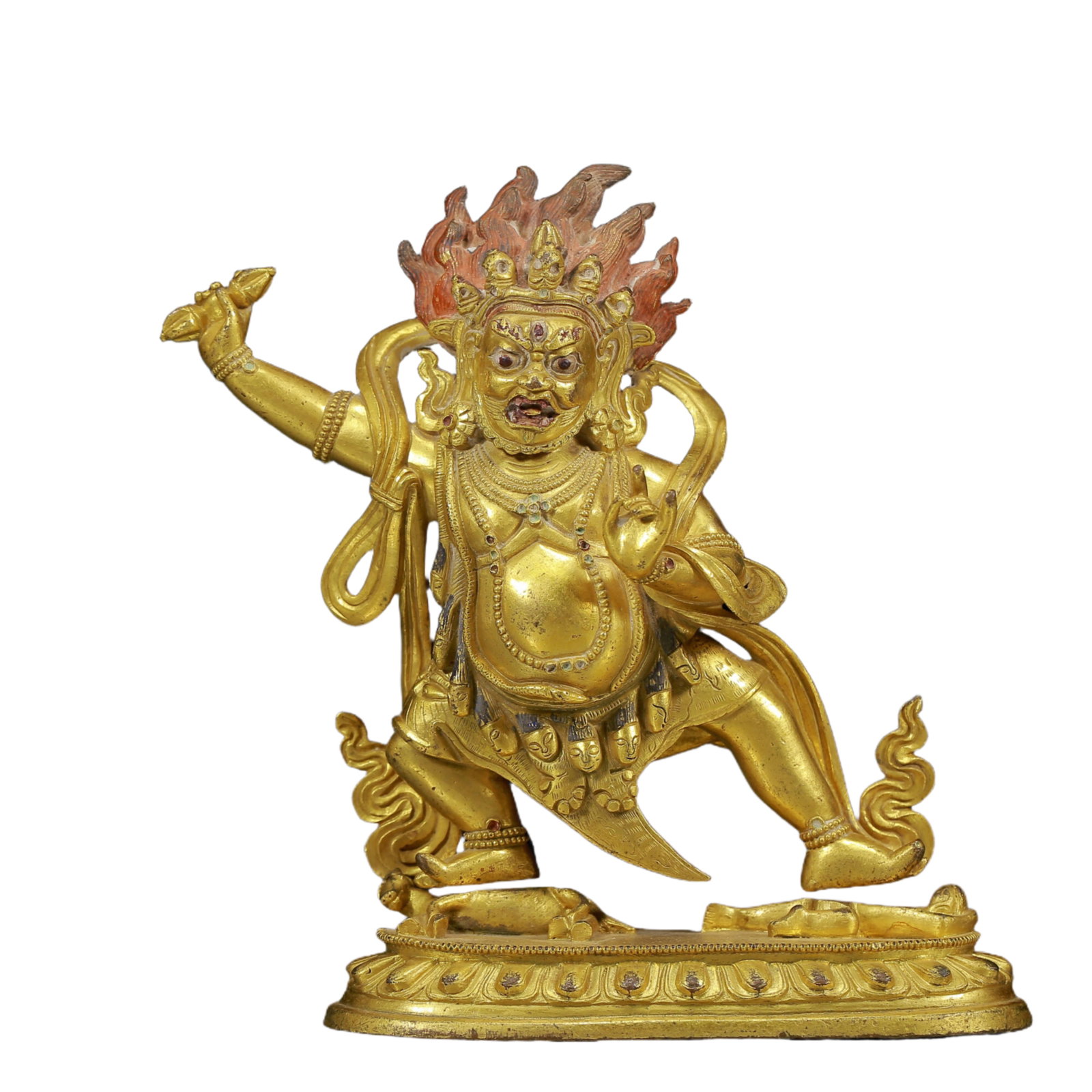 A Solemn Gilt Bronze Statue of Mammon: A Solemn Gilt Bronze Statue of Mammon,Ming Dynasty, China,Size: 5.3inx2.2inx6.3in,Weight:1255g 铜鎏金财神像，明代
