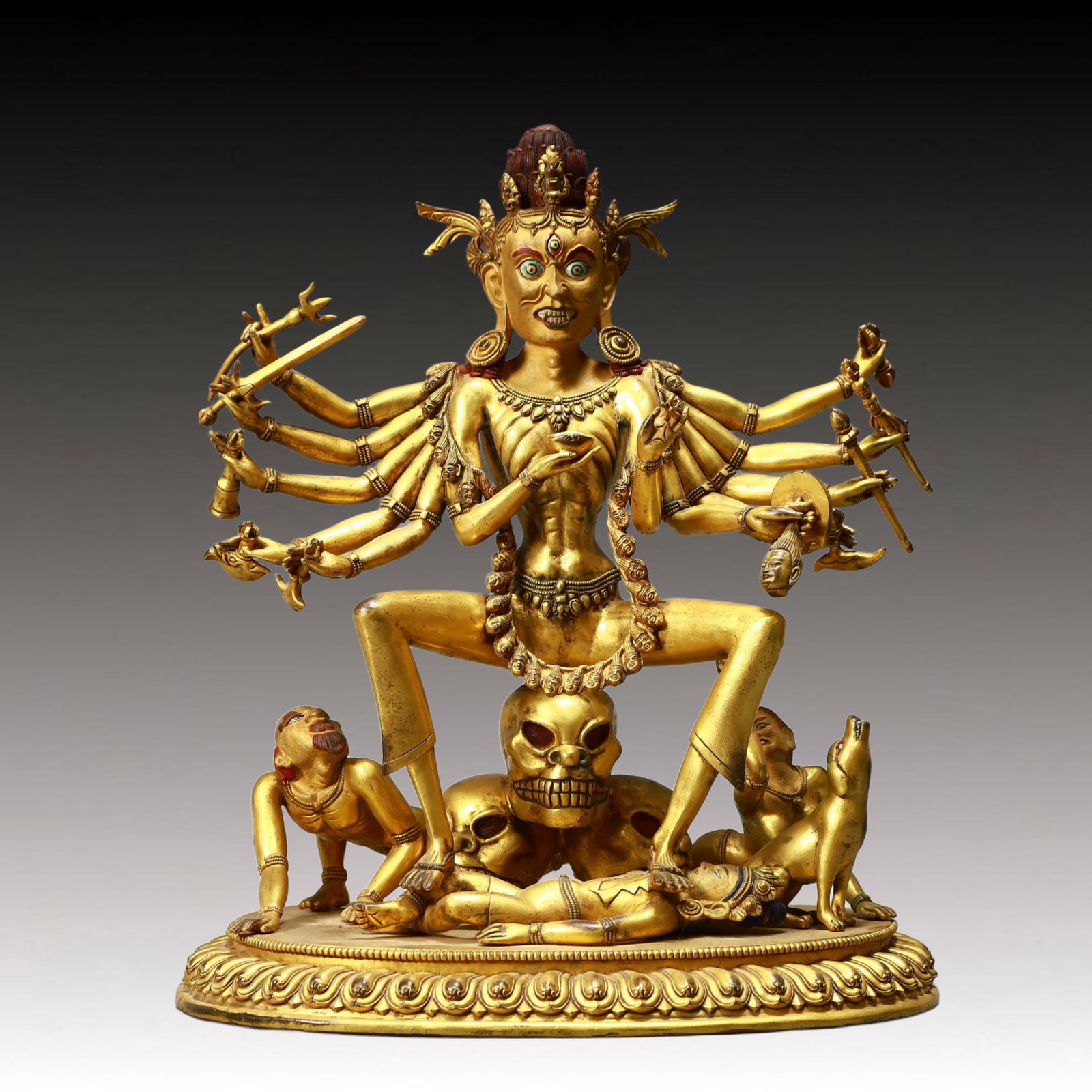 A Solemn Gilt Bronze Statue of Vajra: A Solemn Gilt Bronze Statue of Vajra,Ming Dynasty, China,Size:12.6inx7.5inx15.7in,Weight:9300g 铜鎏金金刚像,中国明代