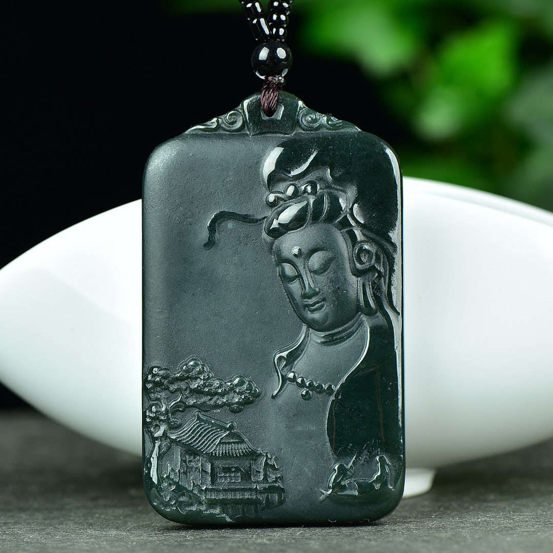 An Exquisite Sapphire Landscape and Avalokitesvara Pattern Pendant (1 of 5)