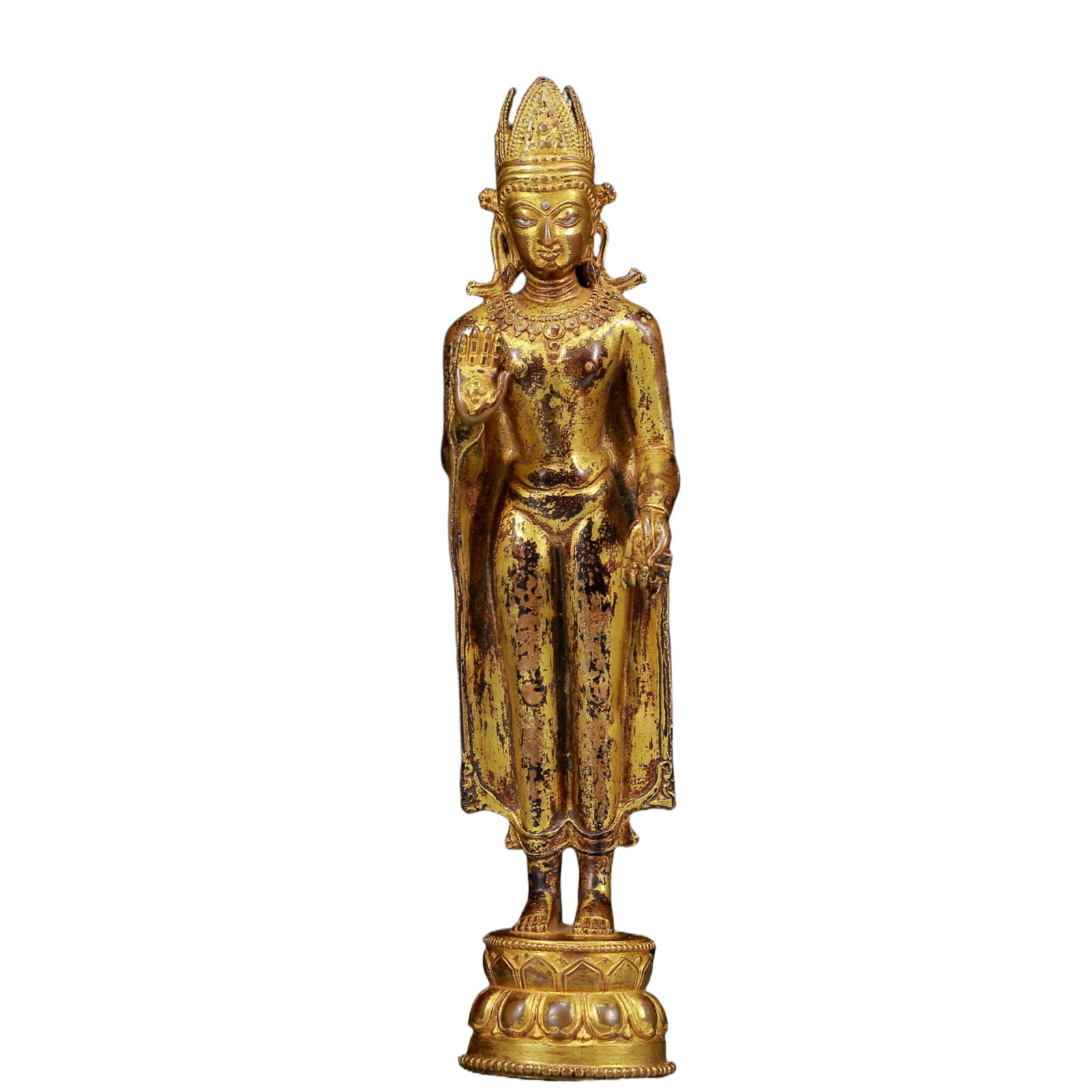 A Solemn Gilt Bronze Statue of Sakyamuni (1 of 9)