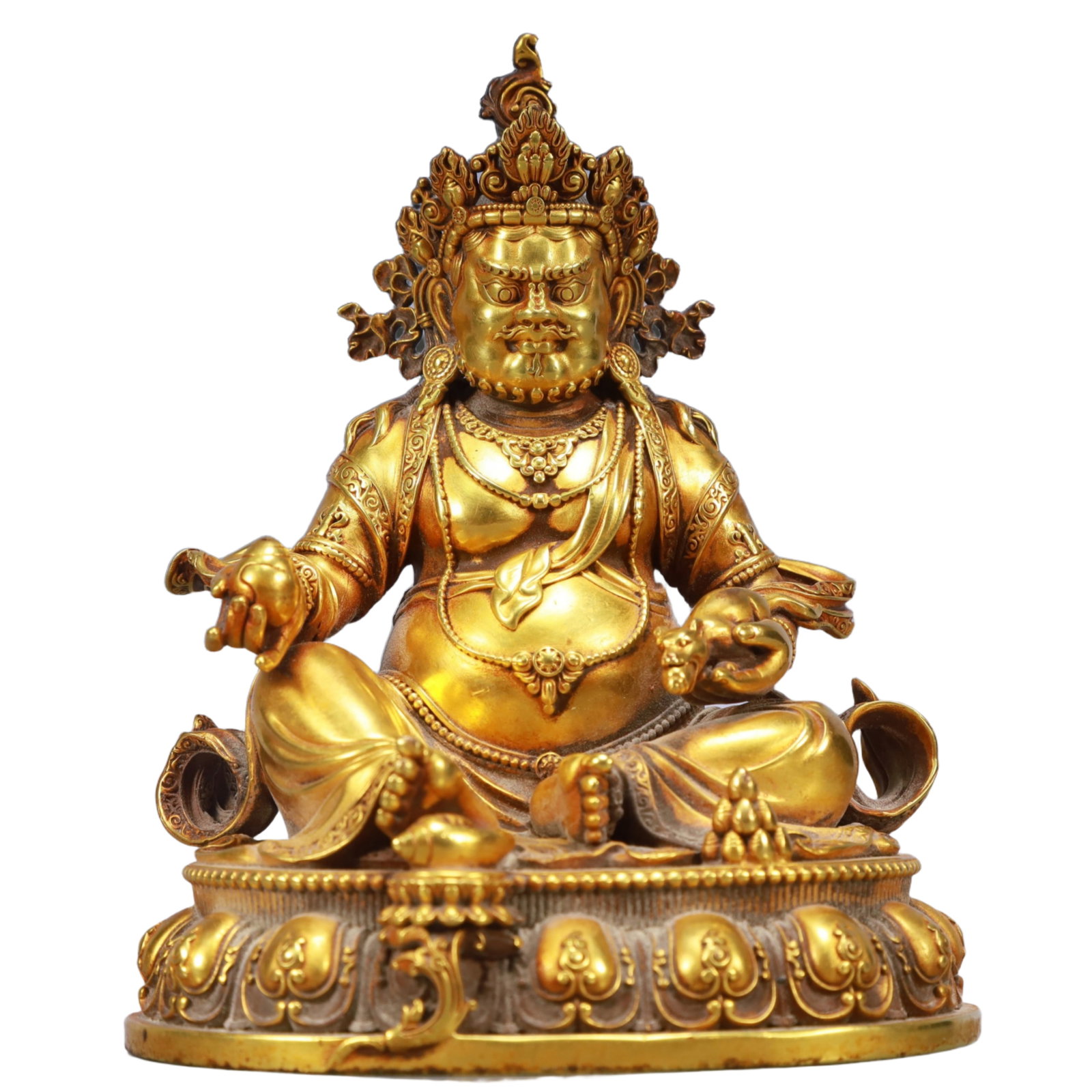 A Solemn Gilt Bronze Statue of Mammon: A Solemn Gilt Bronze Statue of Mammon,Ming Dynasty, China,Yongle Six-character Mark,Size:4.7inx3.9inx5.5in,Weight:2100g 铜鎏金财神像,中国明代