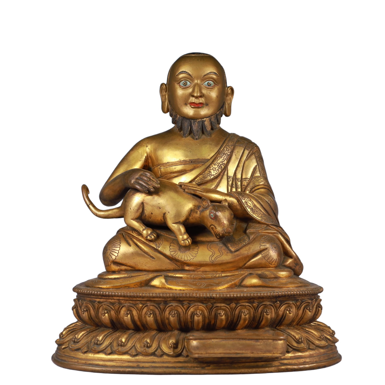 A Solemn Gilt Bronze Statue of Bodhisattva: A Solemn Gilt Bronze Statue of Bodhisattva,Qing Dynasty, China,Size:10.2inx8.7inx11.4in,Weight:8450g 铜鎏金菩萨像,中国清代