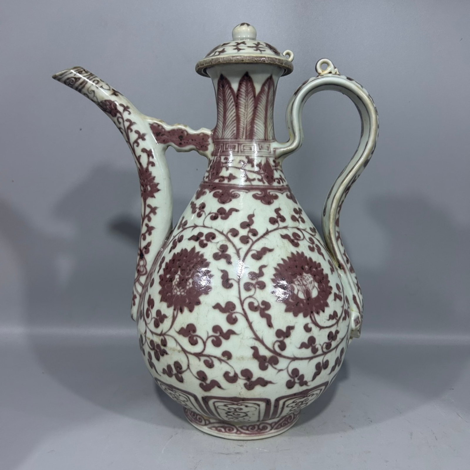 A Rare Underglaze-Red Lotus Pattern Ewer (1 of 7)
