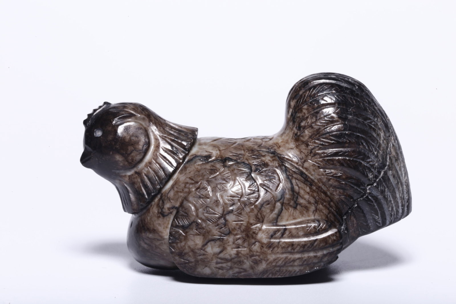 An Exquisite White Jade Rooster Ornament: An Exquisite White Jade Rooster Ornament,Qing Dynasty,China,Size:2inx1inx1.1in,Weight:52.9g 白玉公鸡摆件，中国清代