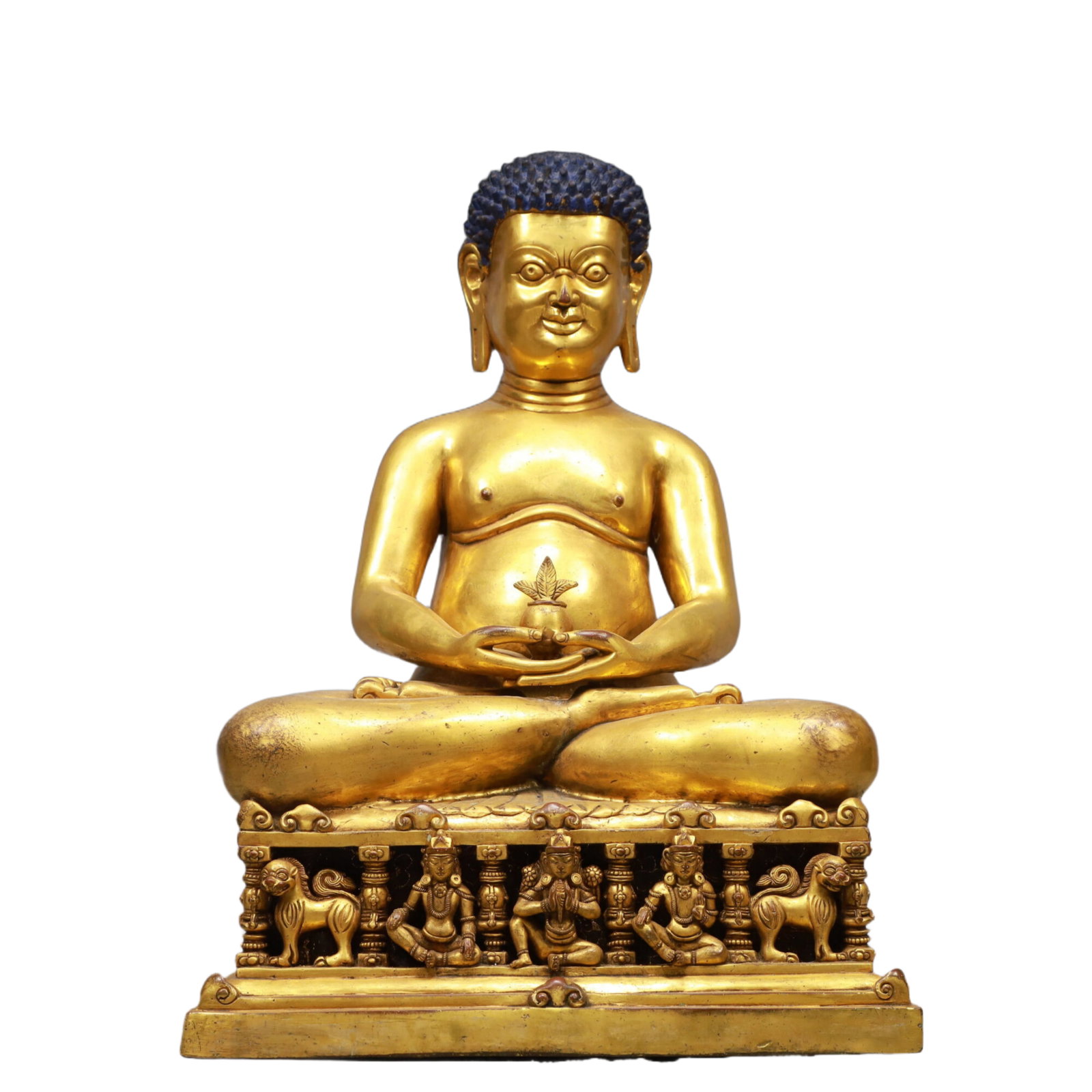 A Solemn Gilt Bronze Statue of Sakyamuni, With Inscription: A Solemn Gilt Bronze Statue of Sakyamuni, With Inscription,Ming Dynasty, China,Size:35x24x19.3in,Weight:19150g 铜鎏金如来像, With Inscription,中国਴