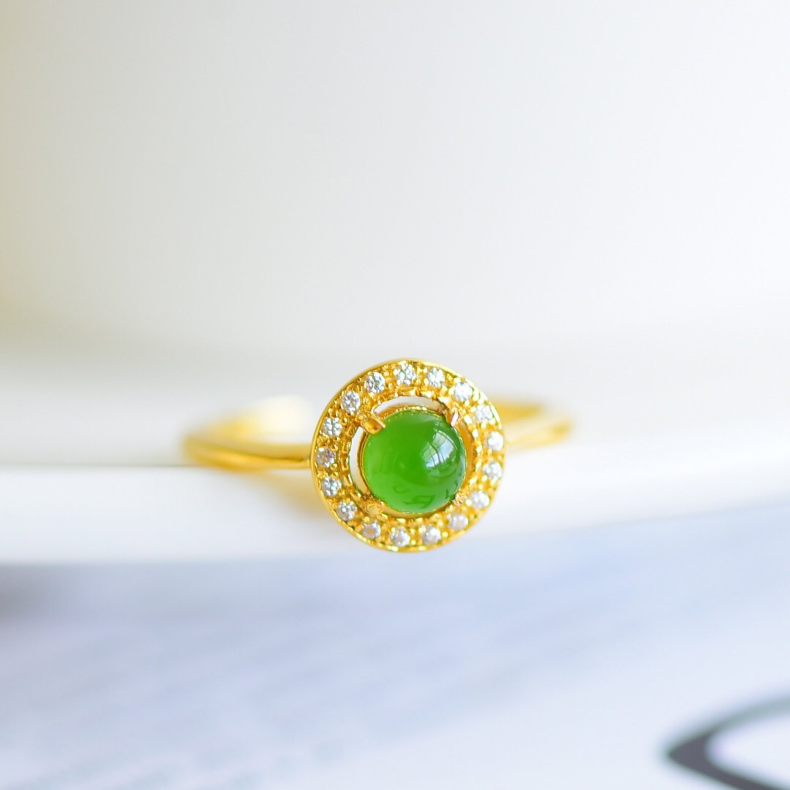 An Exquisite Sterling Silver-Gold Plated Inlaid Jasper Ring,Inlaid Gems: An Exquisite Sterling Silver-Gold Plated Inlaid Jasper Ring,Inlaid Gems,Size:5mmx5mm