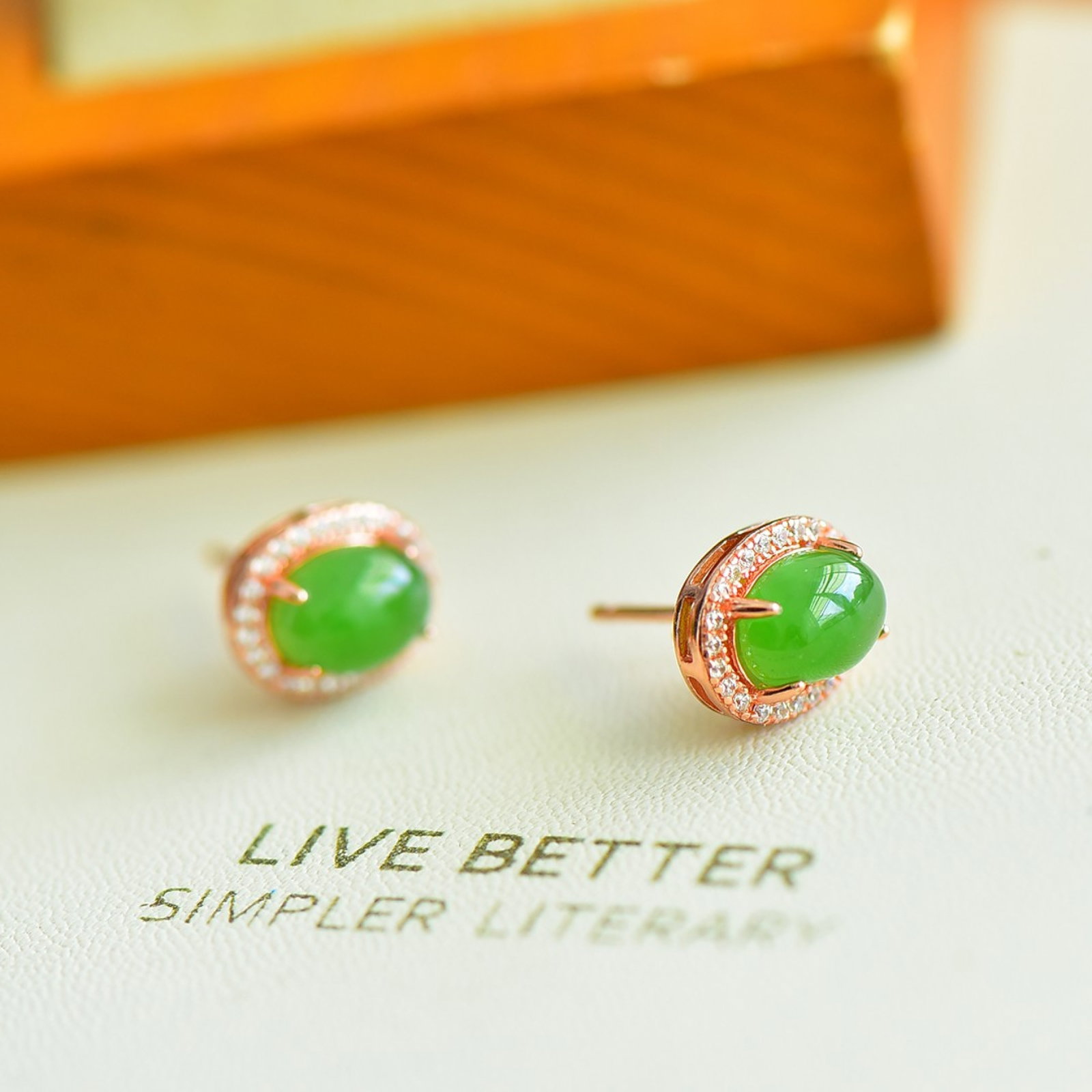 A Pair of Exquisite Sterling Silver-Gold Plated Inlaid Jasper Earrings,Inlaid Diamond: A Pair of Exquisite Sterling Silver-Gold Plated Inlaid Jasper Earrings,Inlaid Diamond,Size:6mmx8mm ???????????,???