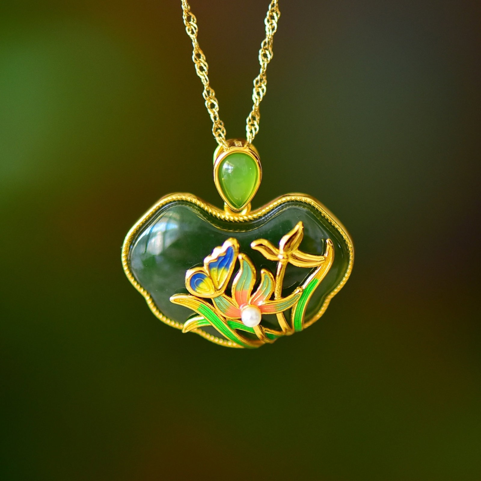An Exquisite Sterling Silver-Gold Plated Inlaid Jasper Enamel Pendant: An Exquisite Sterling Silver-Gold Plated Inlaid Jasper Enamel Pendant ????????????