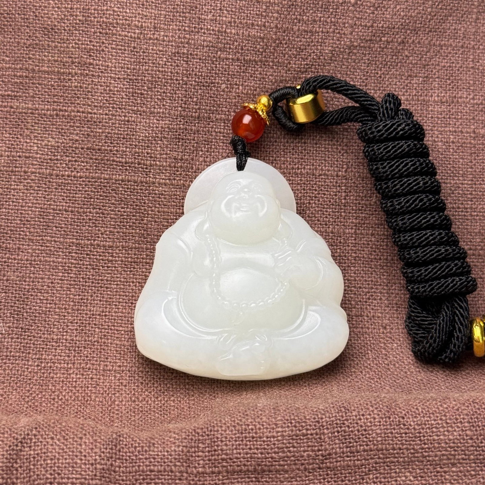 An Exquisite White Jade Statue of Maitreya Buddha Pendant: An Exquisite White Jade Statue of Maitreya Buddha Pendant,Qing Dynasty,China,Size:38mmx40mmx15mm,Weight:36g 白玉弥勒佛像挂件,中国清