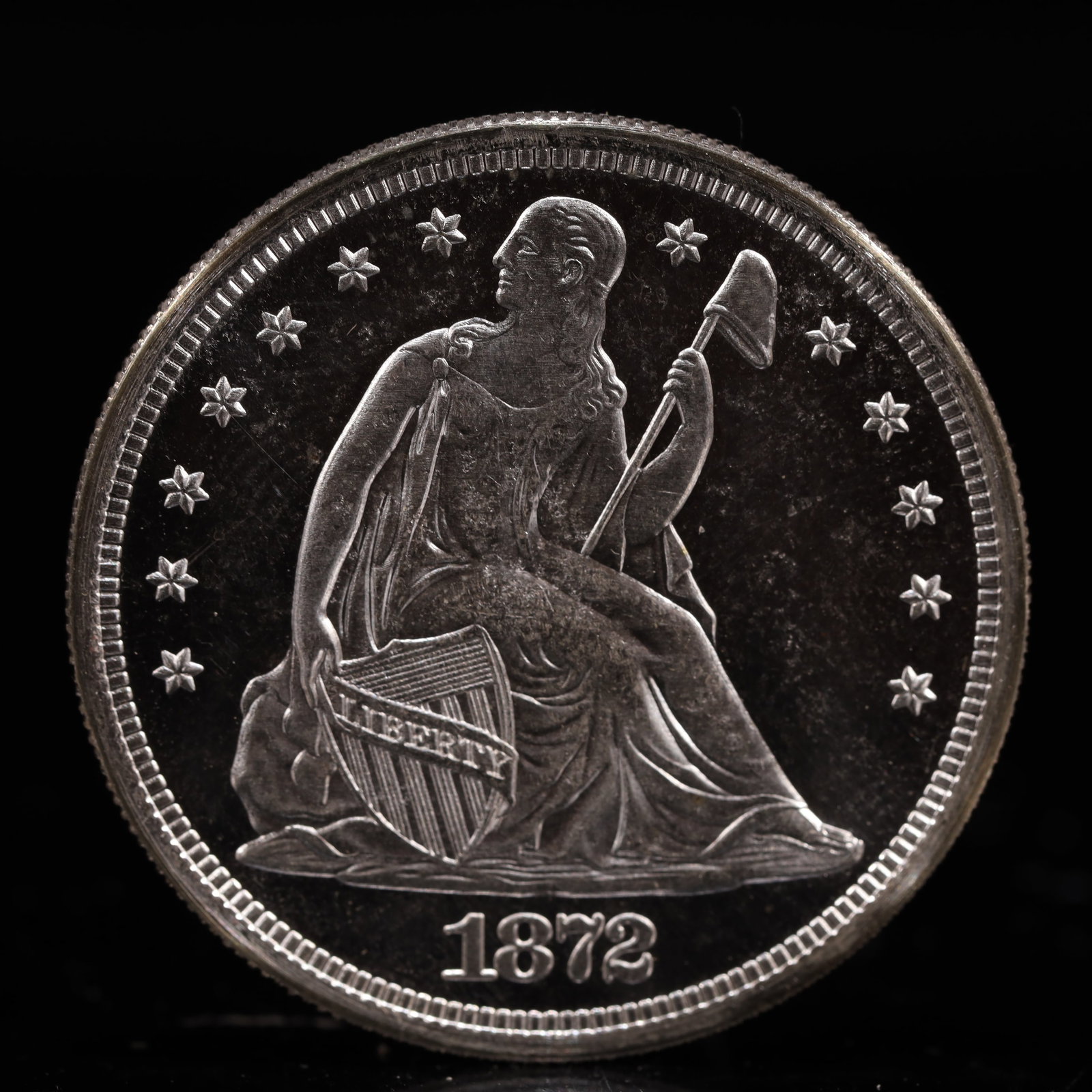 USA One Dollar 1872 Coin: American coin. IN GOD WE TRUST / LIBERTY / 1872 / UNITED STATES OF AMERICA / ONE DOL. Mint Mark: S.Weight:26.9g.