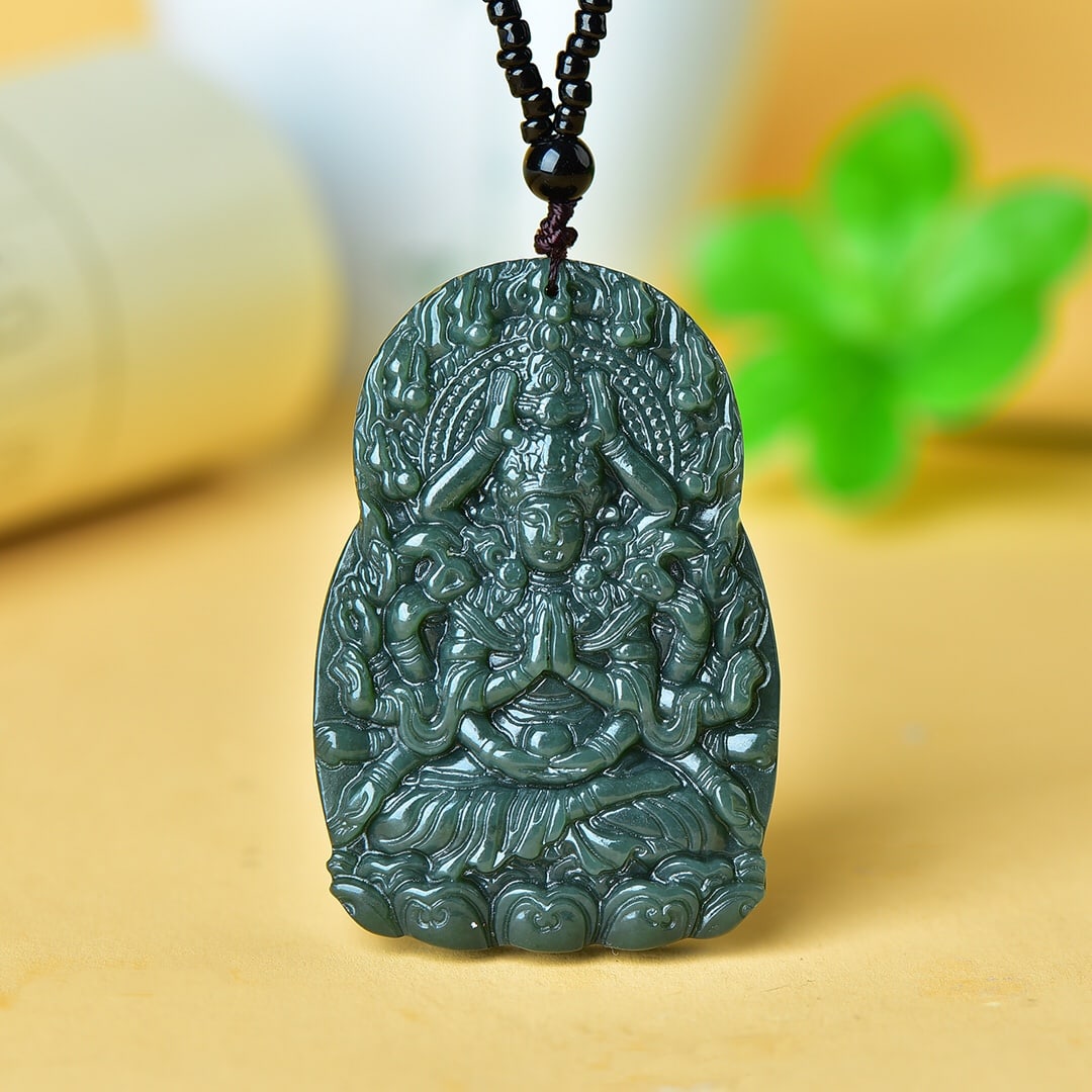 An Exquisite Sapphire Avalokitesvara Pattern Pendant (1 of 4)