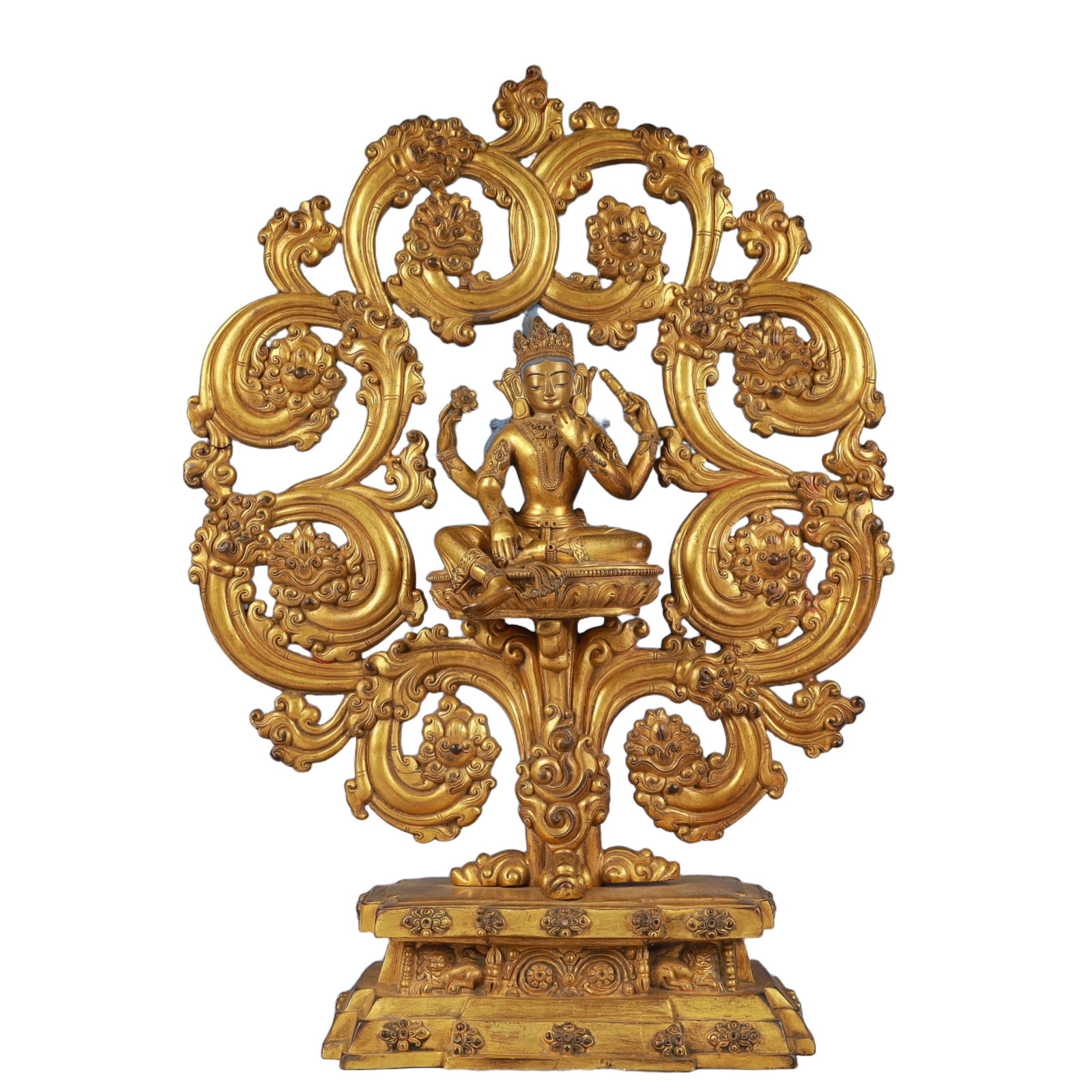 A Solemn Gilt Bronze Statue of Gautama’s Mother: A Solemn Gilt Bronze Statue of Gautama’s Mother,Qing Dynasty, China,Size:12.6inx5.1inx17.7in,Weight:6900g 铜鎏金佛母像,中国清代