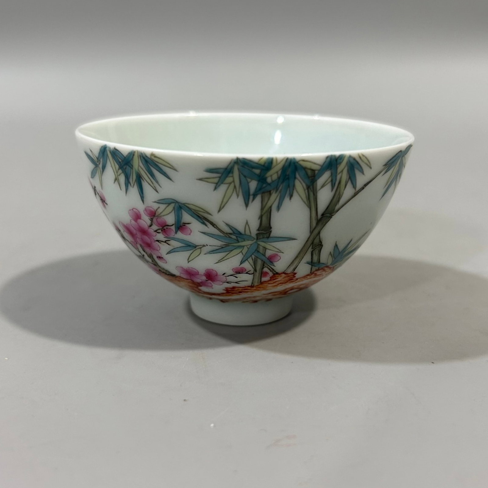 A Pair of Exquisite Famille-Rose Bamboo and Plum Blossom Pattern Cups (1 of 7)
