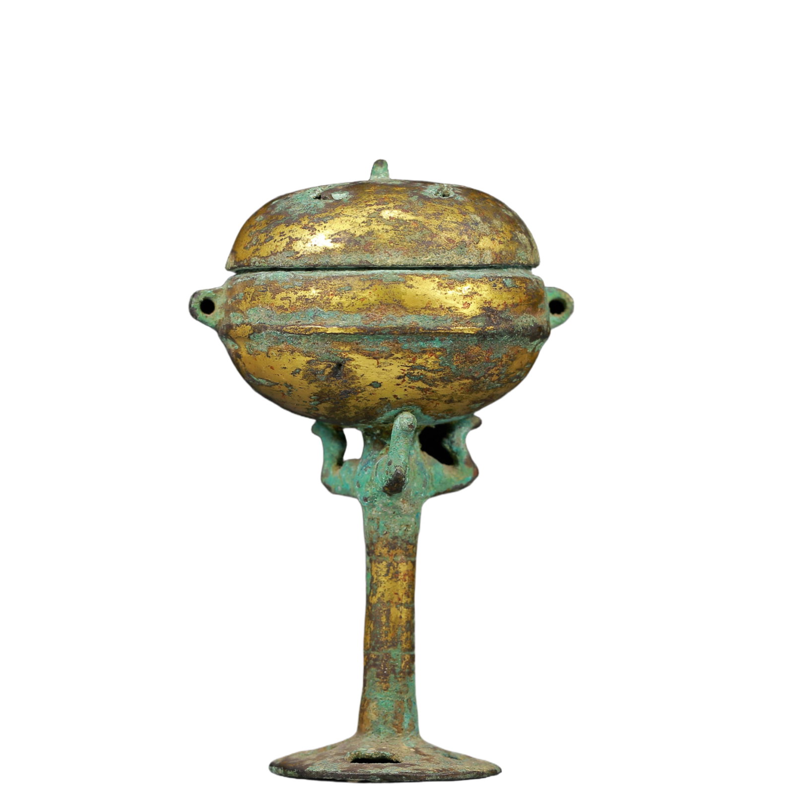 A Rare Gilt Bronze Stem Censer: A Rare Gilt Bronze Stem Censer,Ming Dynasty, China,Size: 2.8inx5.1in,Weight:300g 铜鎏金高足香炉，明代