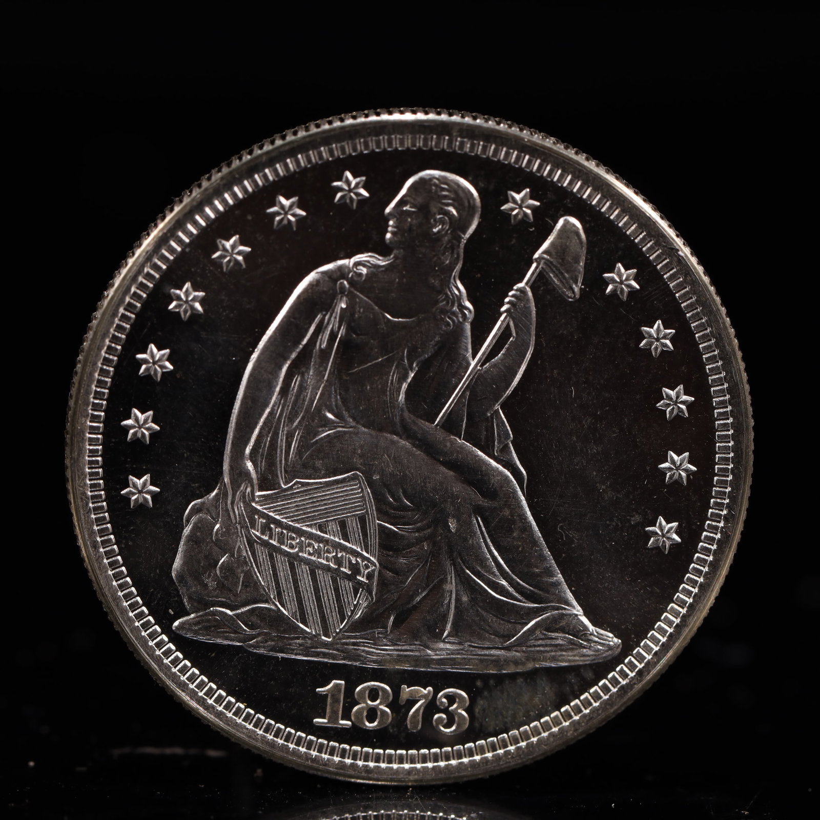 USA One Dollar 1873 Coin: American coin. IN GOD WE TRUST / LIBERTY / 1873 / UNITED STATES OF AMERICA / ONE DOL. Mint Mark: S.Weight:26.9g.