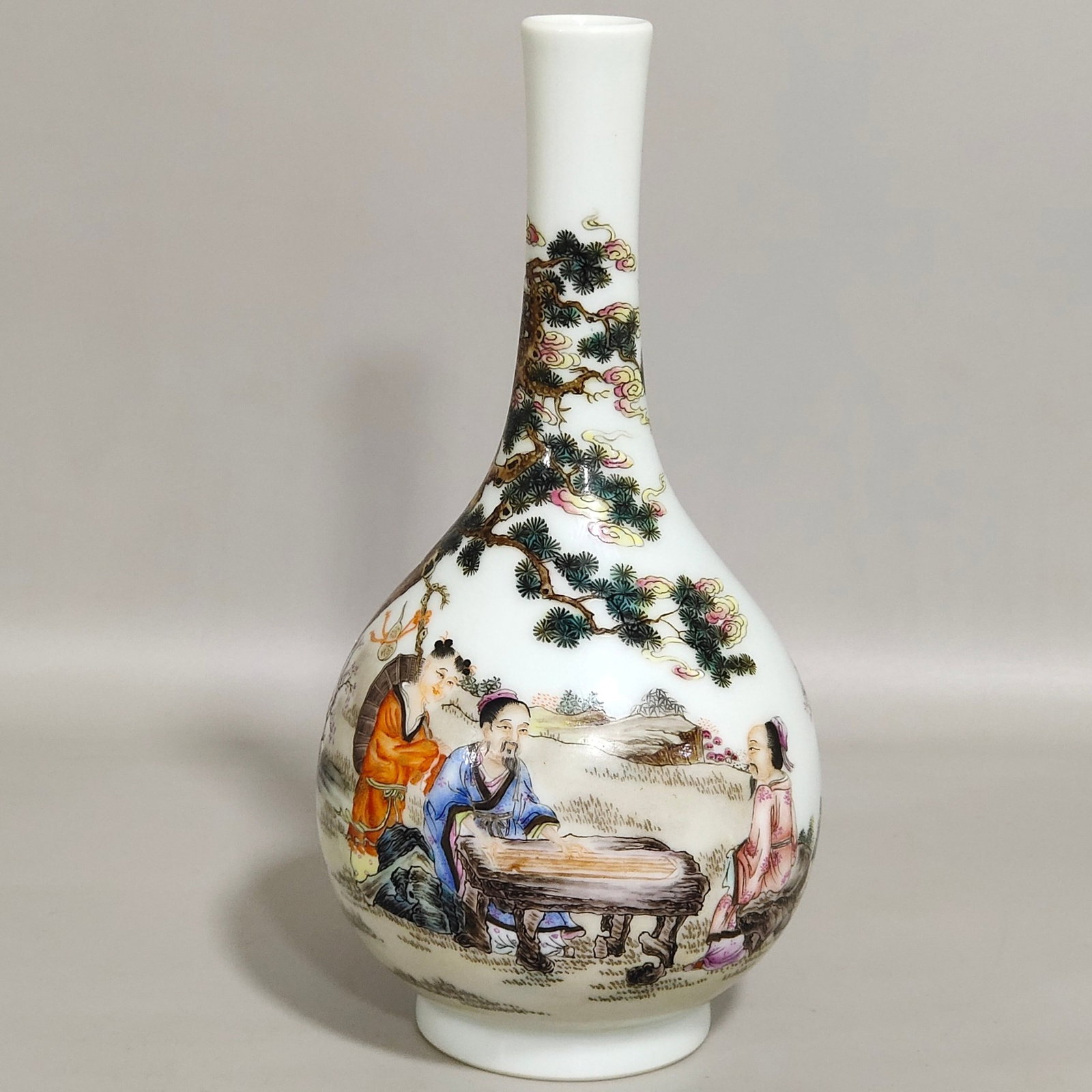 An Exquisite Famille-Rose Character and Story Pattern Vase: An Exquisite Famille-Rose Character and Story Pattern Vase,Qing Dynasty,China,Yongzheng Six-character Mark,Size:6.3inx3.1in