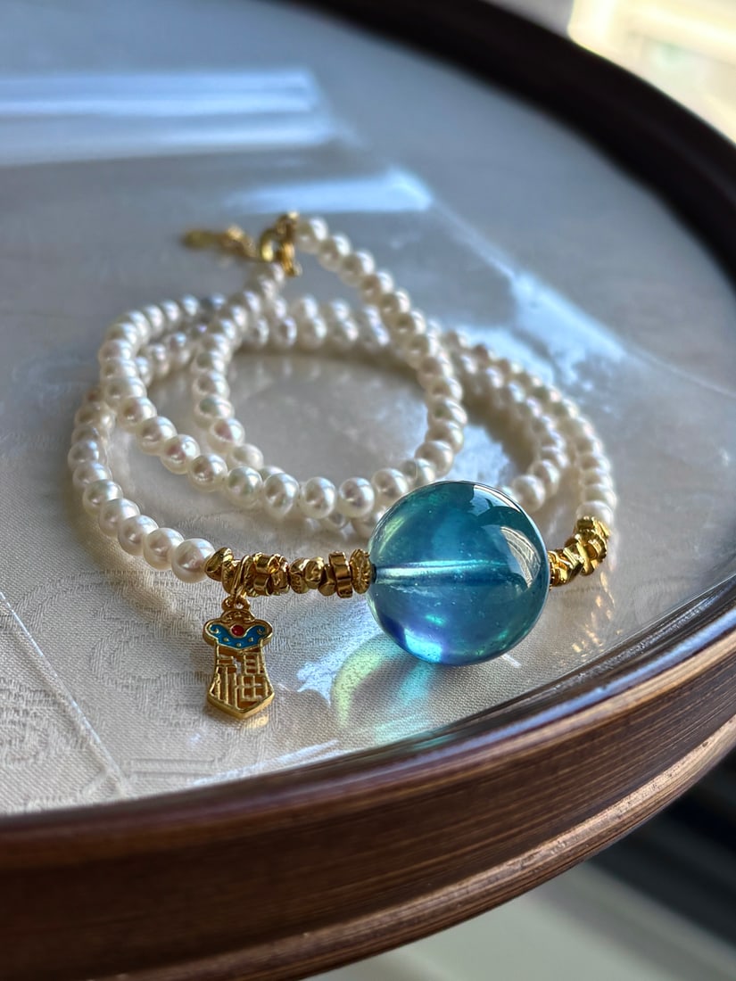 An Exquisite Aquamarine Pearls Pendant: An Exquisite Aquamarine Pearls Pendant,Size:16.4mm,Weight:16.8g 海蓝宝珍珠吊坠
