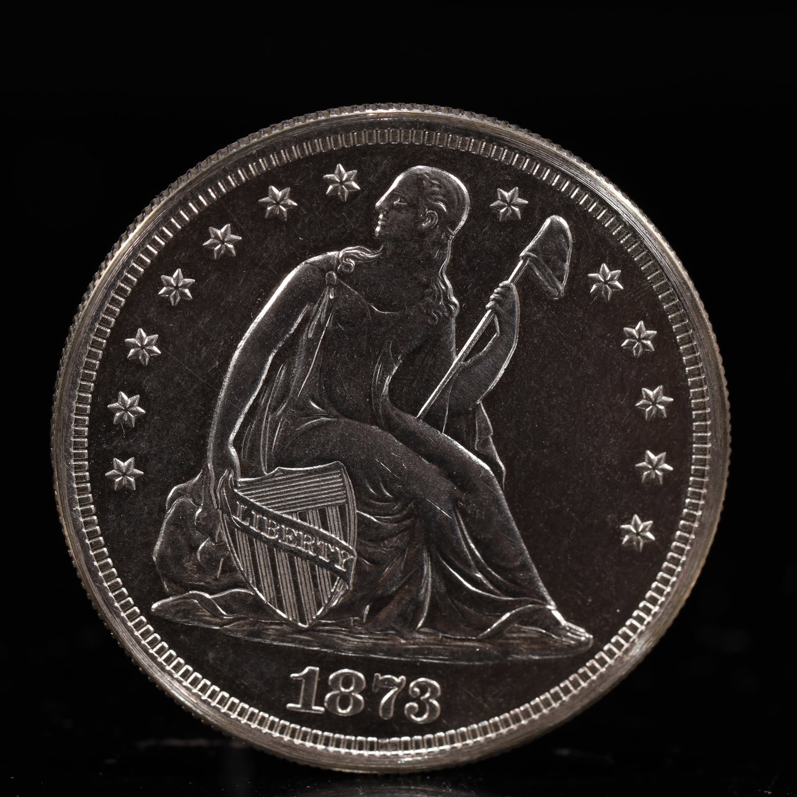 USA One Dollar 1873 Coin: American coin. IN GOD WE TRUST / LIBERTY / 1873 / UNITED STATES OF AMERICA / ONE DOL. Weight:26.9g.