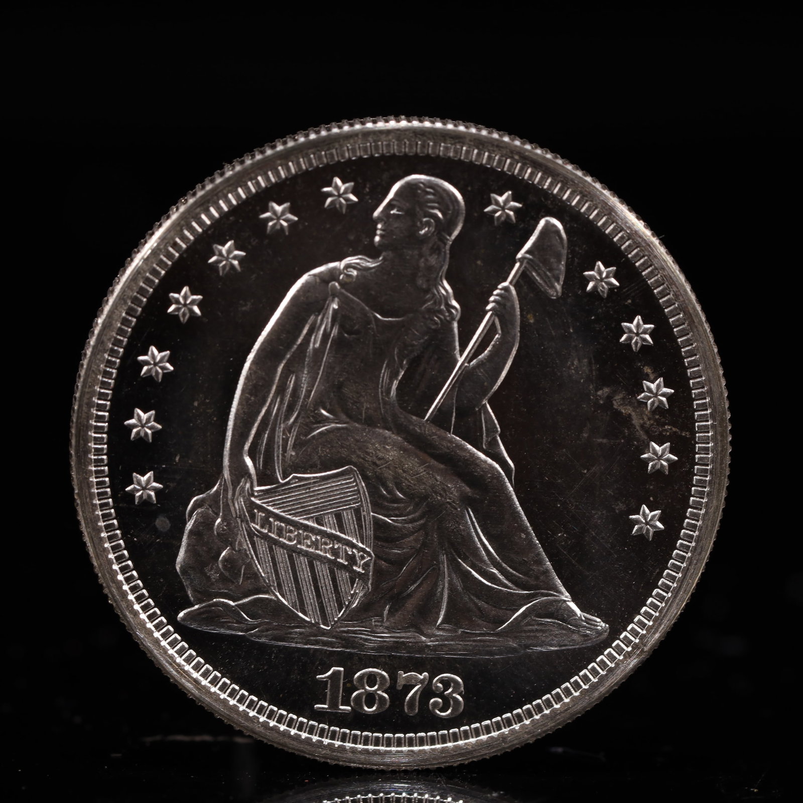 USA One Dollar 1873 Coin: American coin. IN GOD WE TRUST / LIBERTY / 1873 / UNITED STATES OF AMERICA / ONE DOL. Weight:26.9g.