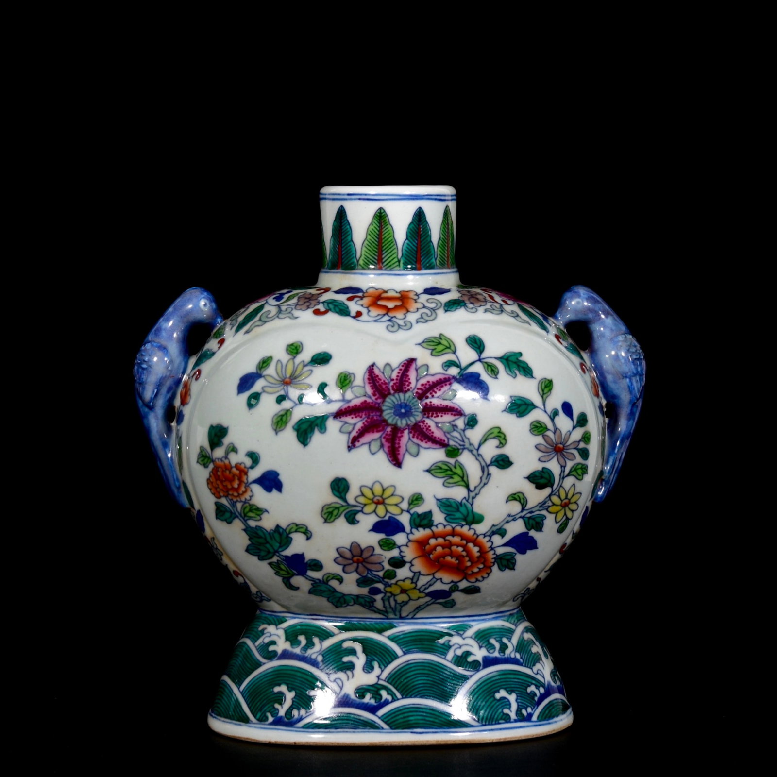An Exquisite Doucai Seawater Flower Pattern Swallow-Ears Vase: An Exquisite Doucai Seawater Flower Pattern Swallow-Ears Vase,Qing Dynasty,China,Yongzheng Six-character Mark,Size:9.3inx8.7in