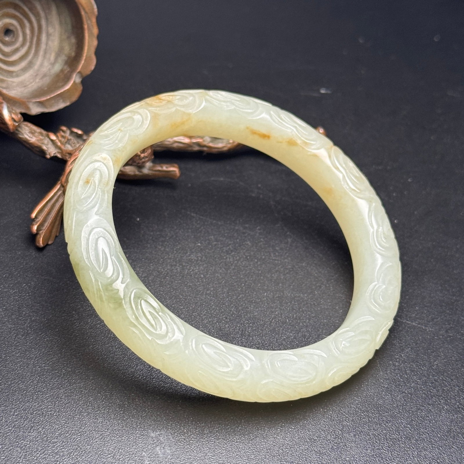 An Exquisite White Jade Auspicious Cloud Pattern Bracelets - 3