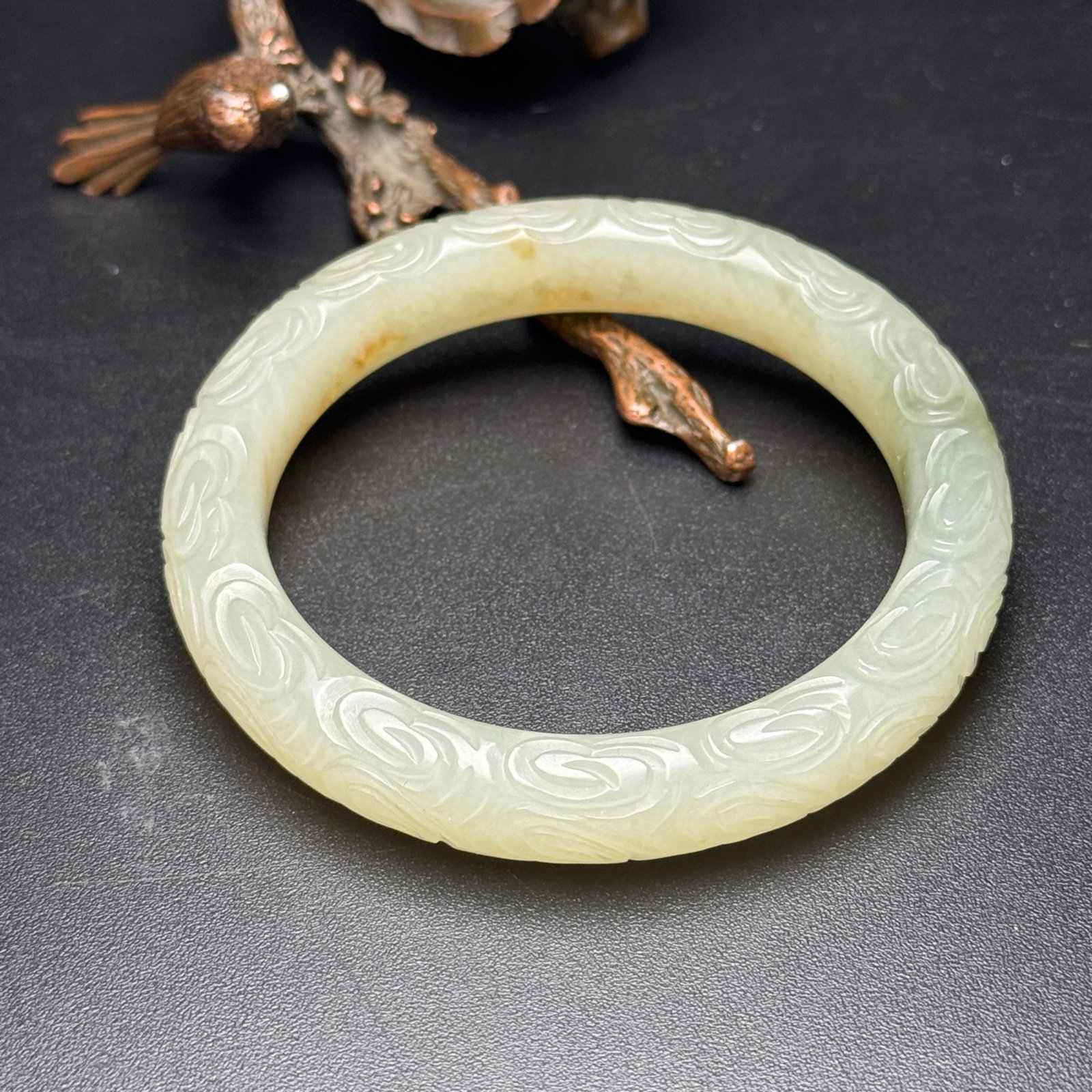 An Exquisite White Jade Auspicious Cloud Pattern Bracelets - 6
