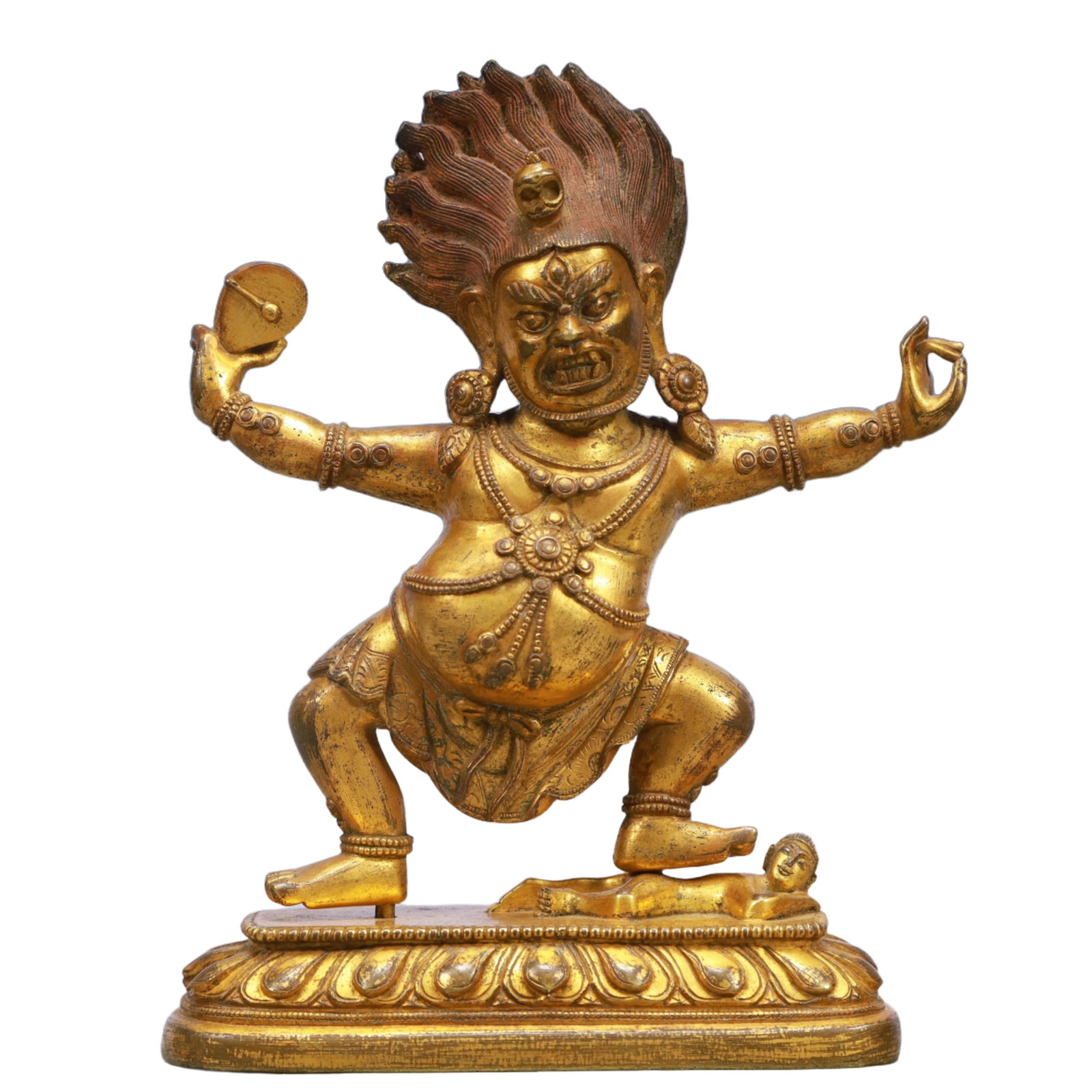 A Solemn Gilt Bronze Statue of Mammon: A Solemn Gilt Bronze Statue of Mammon,Qing Dynasty, China,Size:4.3inx2inx6.1in,Weight:850g 铜鎏金财神像,中国清代