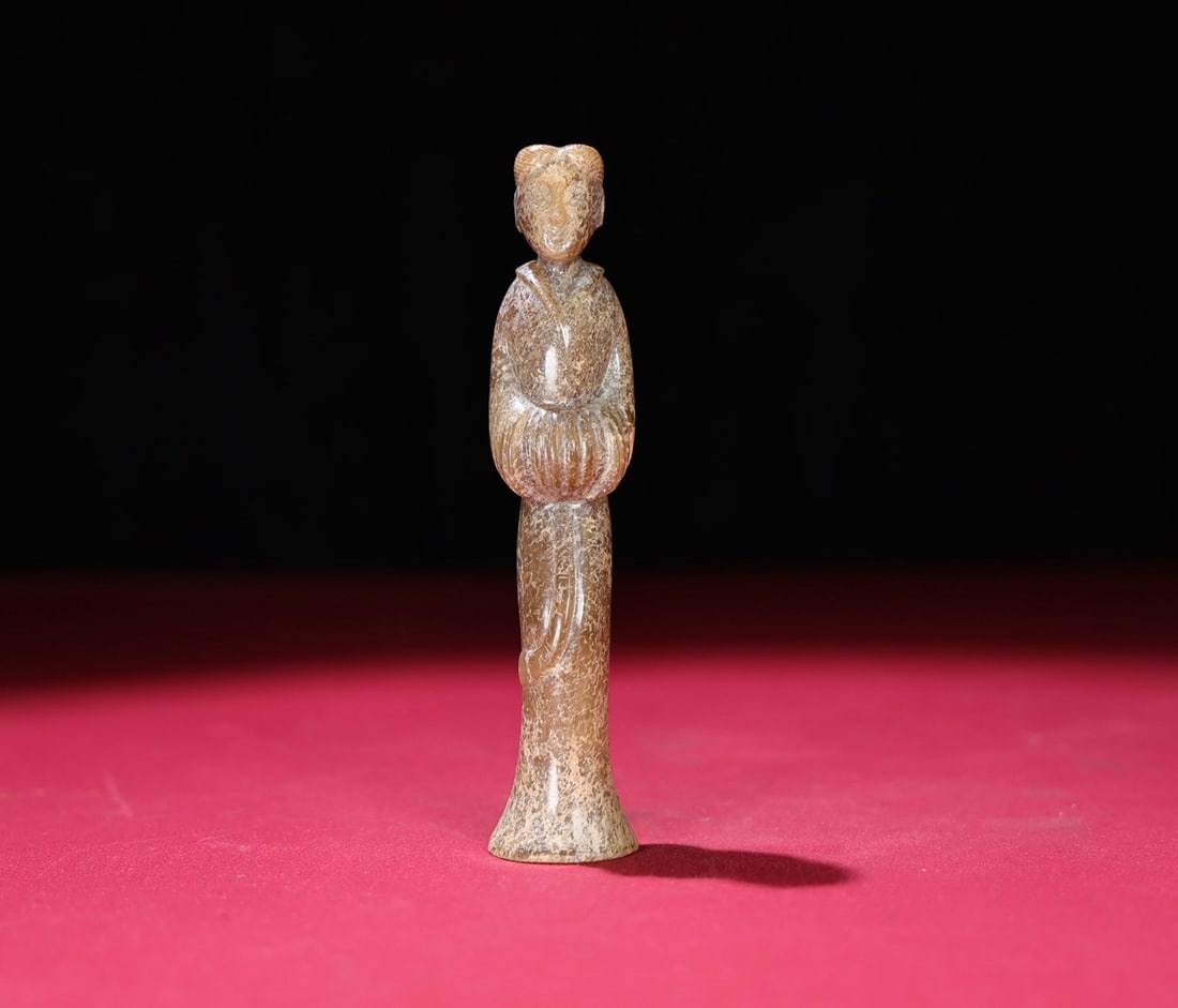 An Exquisite White Jade Figure Ornament: An Exquisite White Jade Figure Ornament,Qing Dynasty,China,Size:128mmx26mmx24mm,Weight:110g 白玉人物摆件,中国清代