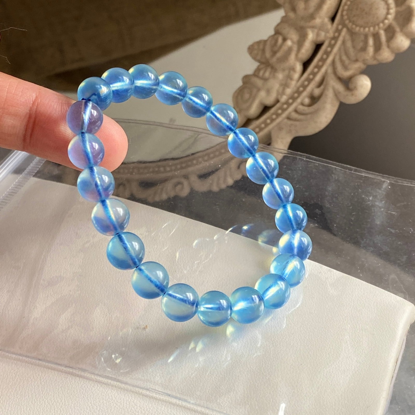An Exquisite Aquamarine Bracelets: An Exquisite Aquamarine Bracelets,Size:8.5mm,Weight:19.1g 海蓝宝手链
