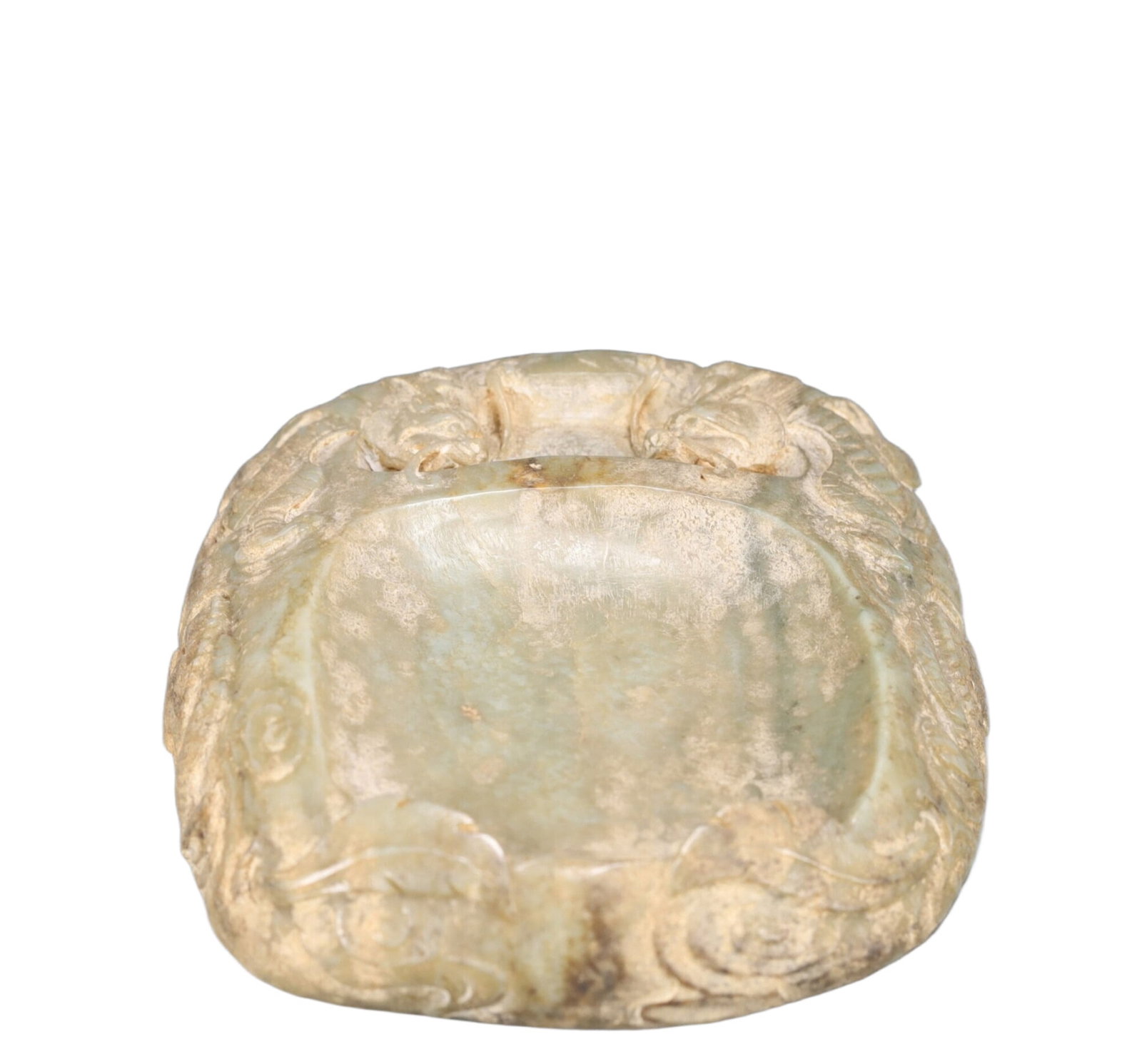 An Archaic Hongshan Culture White Jade Inkstone: An Archaic Hongshan Culture White Jade Inkstone ,Ancient Time, China,Size:5.1inx2.2inx1.5in Weight:1500g 红山文化白玉砚台,中国远ࡣ