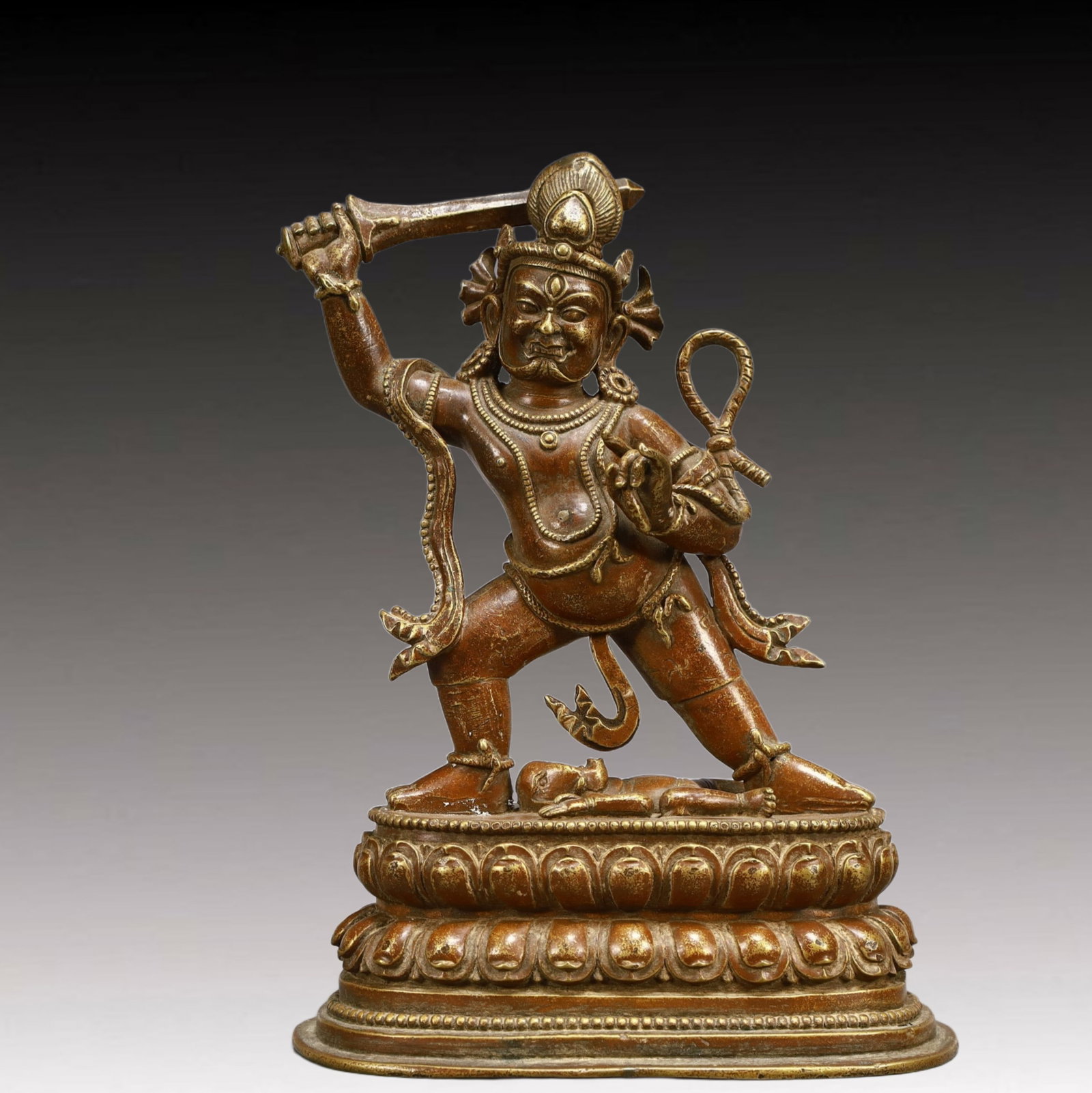 A Solemn Bronze Statue of Vajra: A Solemn Bronze Statue of Vajra,Ming Dynasty, China,Size:5.7inx3.3inx8.3in,Weight:1000g 铜金刚像,中国明代
